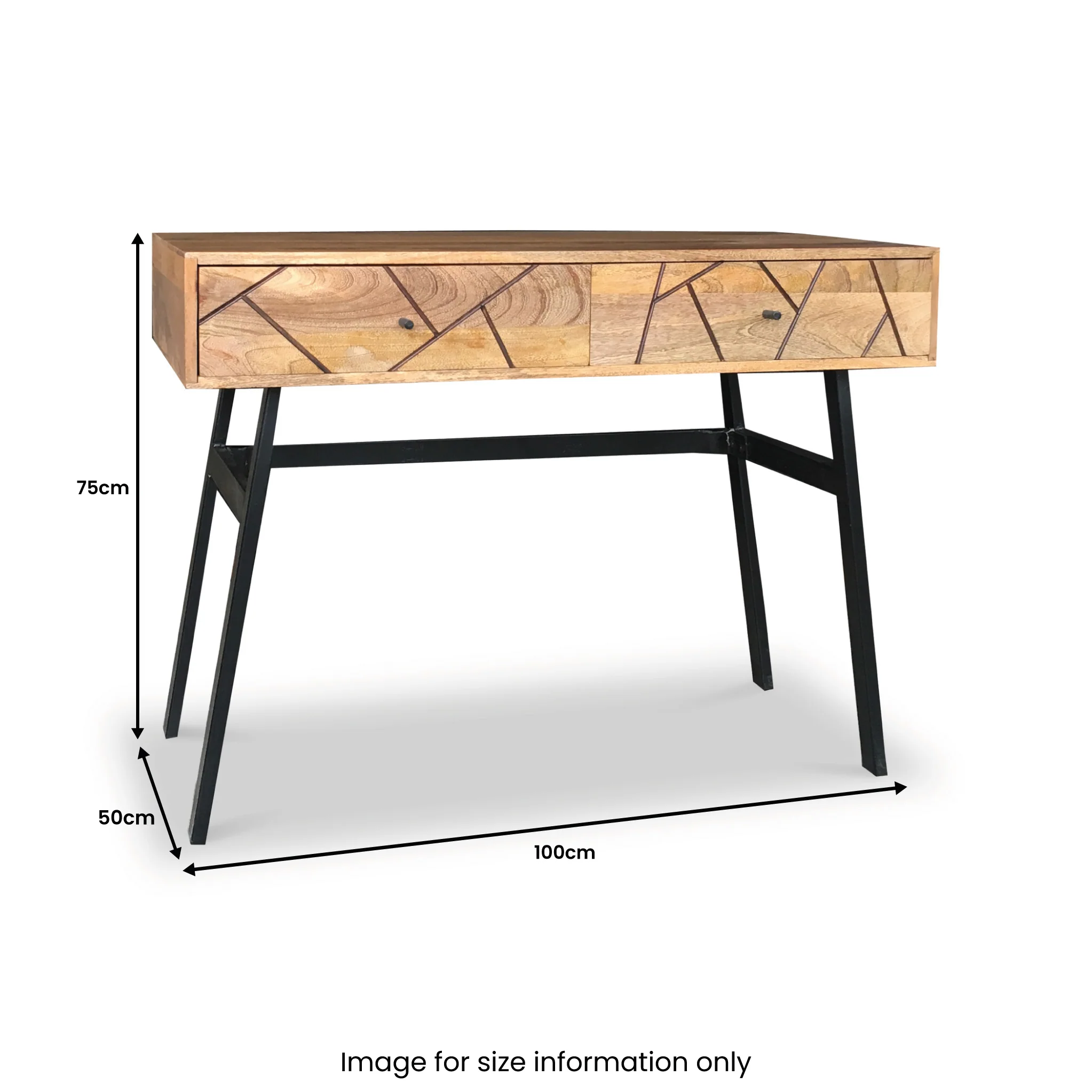 Maddox Grooved Mango Wood 2 Drawer Console Table - Image 3