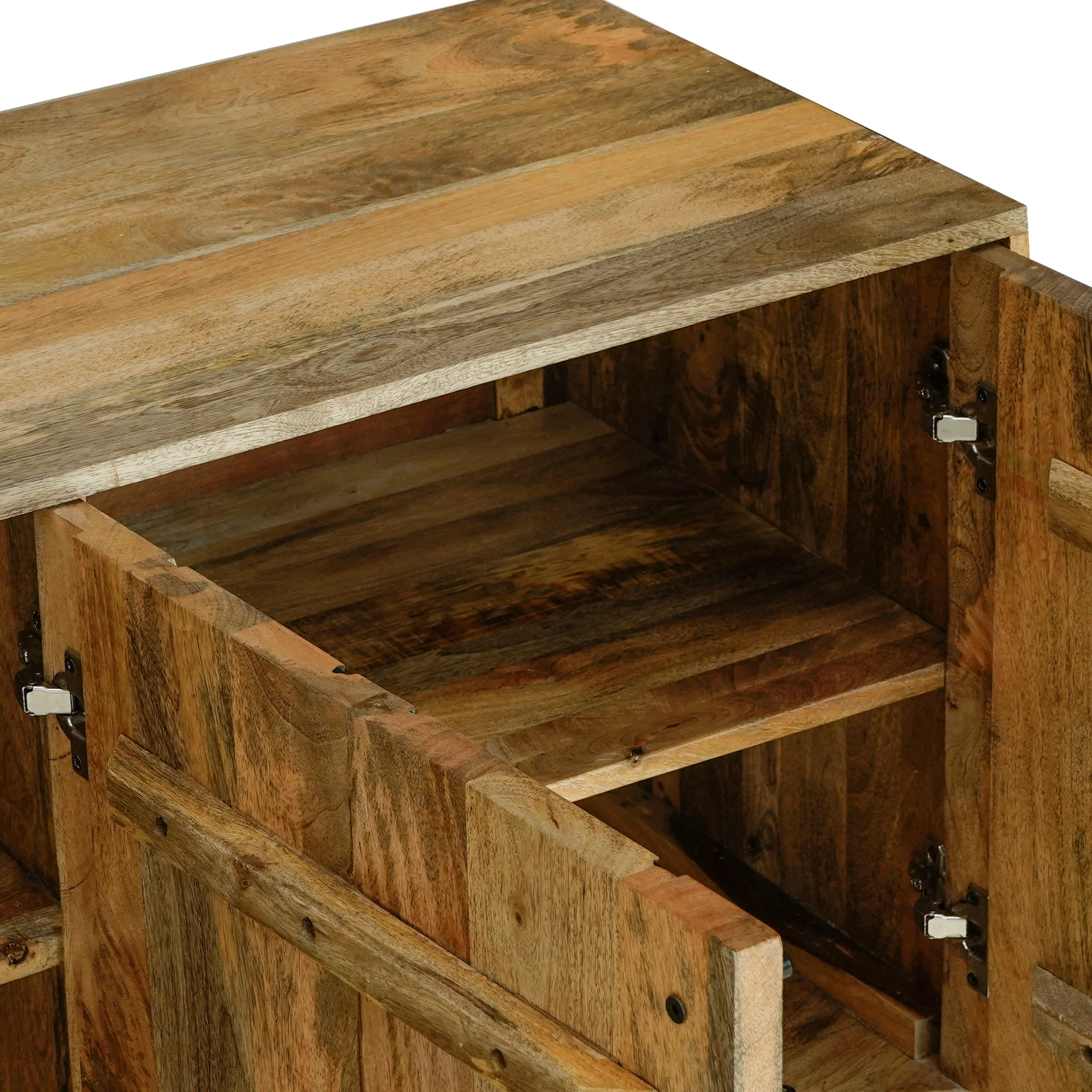 Maddox Grooved Mango Wood 3 Door Sideboard - Image 5