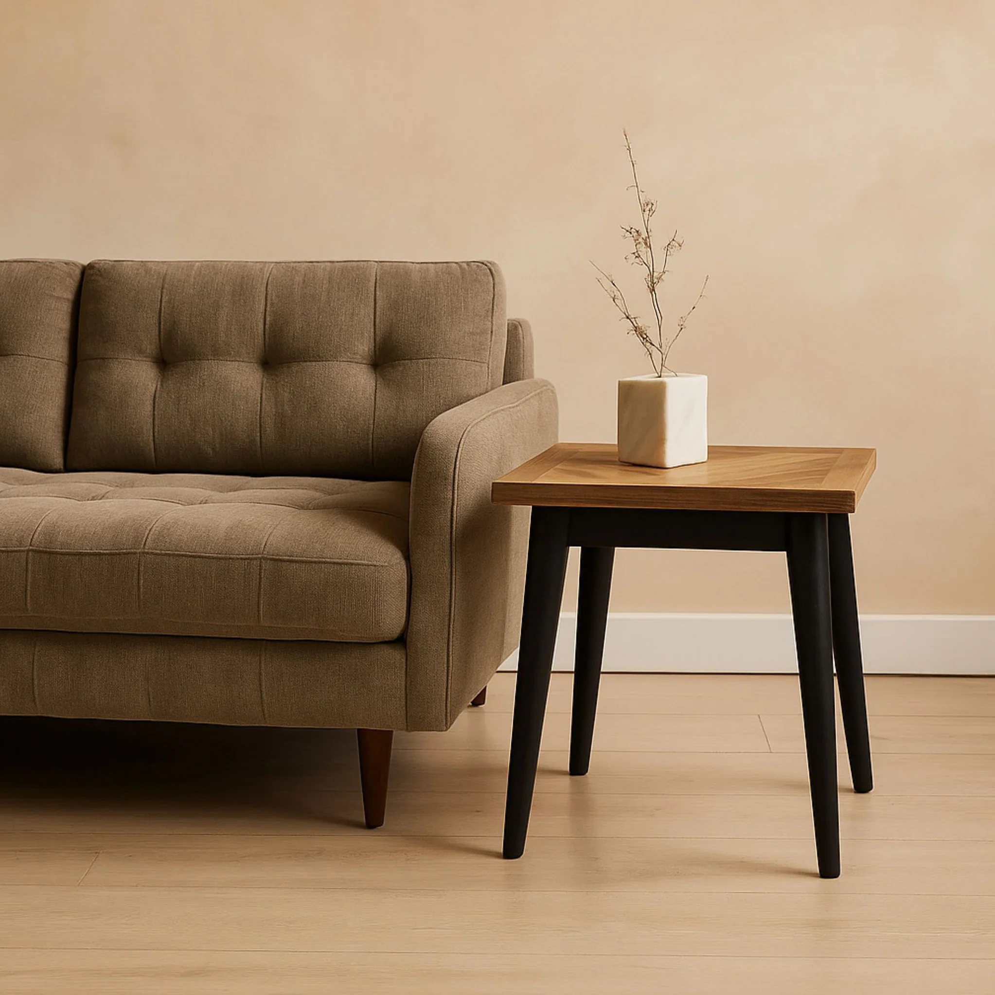 Maeko Parquet Mango Wood Lamp Table - Image 2
