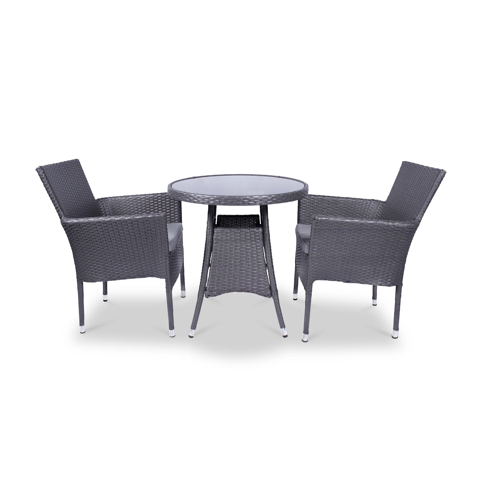 Malaga 2 Seat Deluxe Stacking Rattan Bistro Set - Image 4