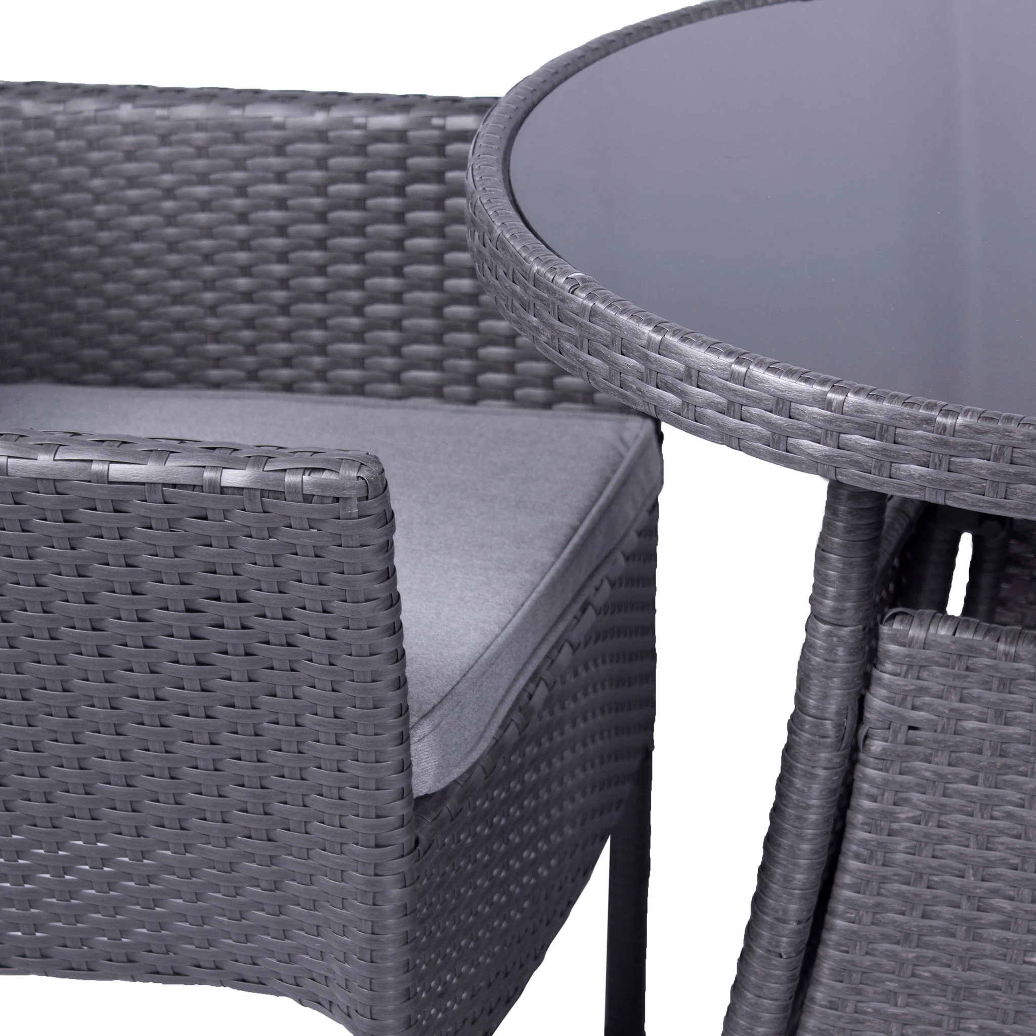 Malaga 2 Seat Deluxe Stacking Rattan Bistro Set - Image 9