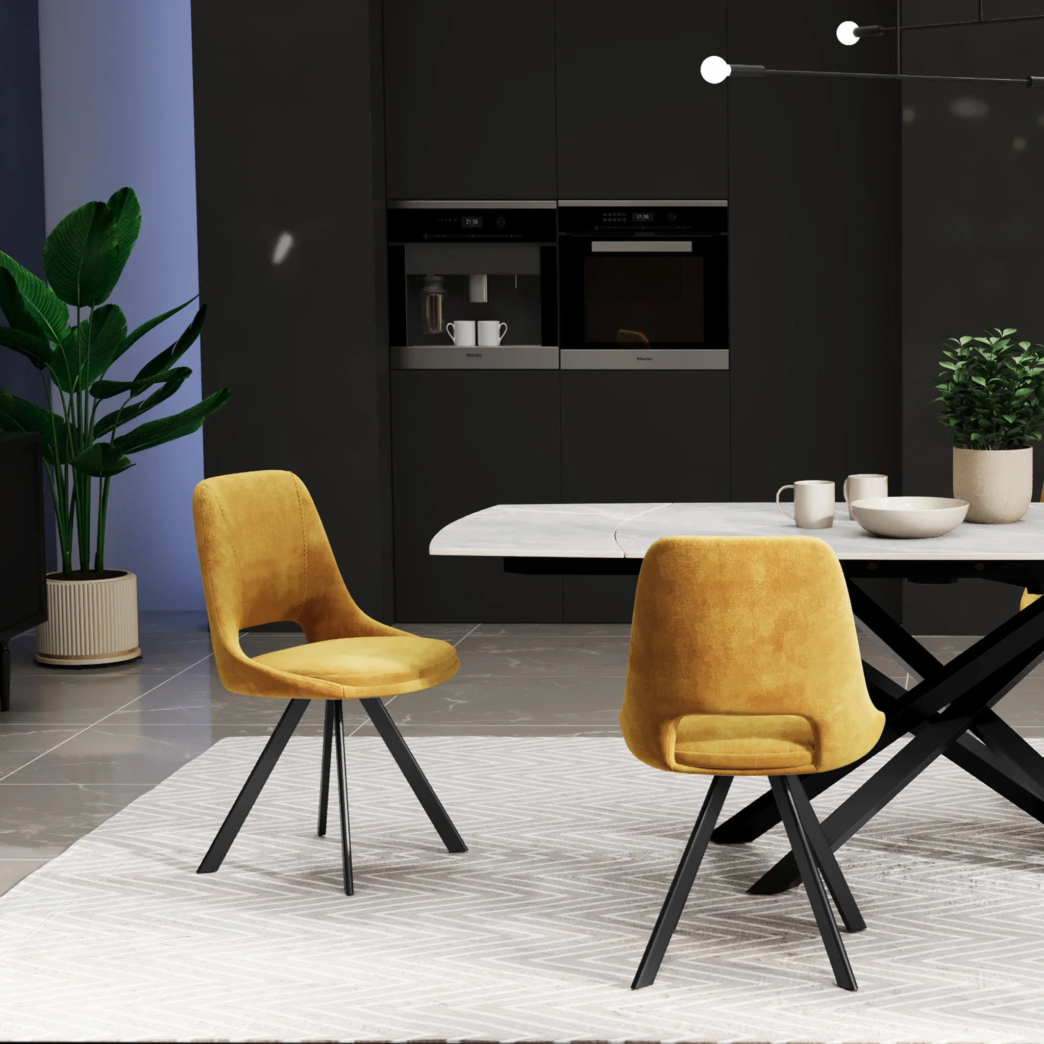 Malvern Velvet Swivel Dining Chair - Image 11