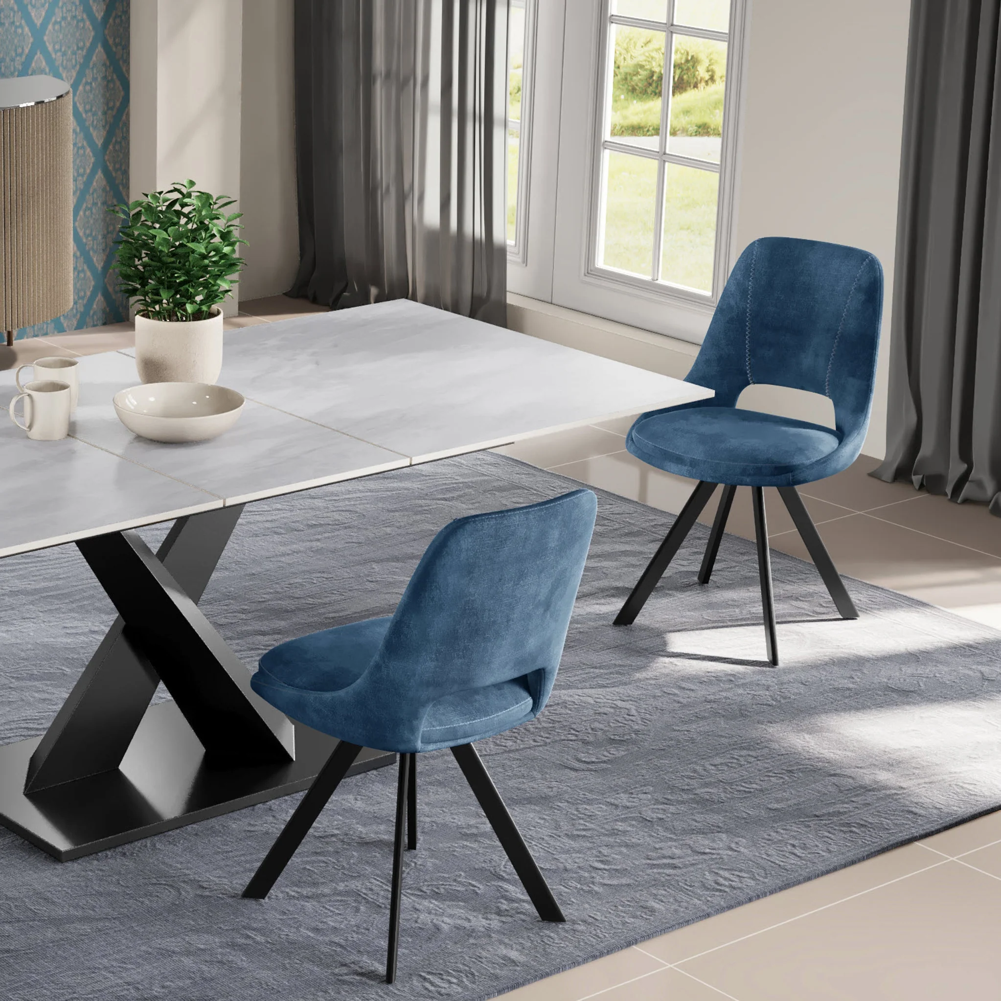 Malvern Velvet Swivel Dining Chair - Image 2