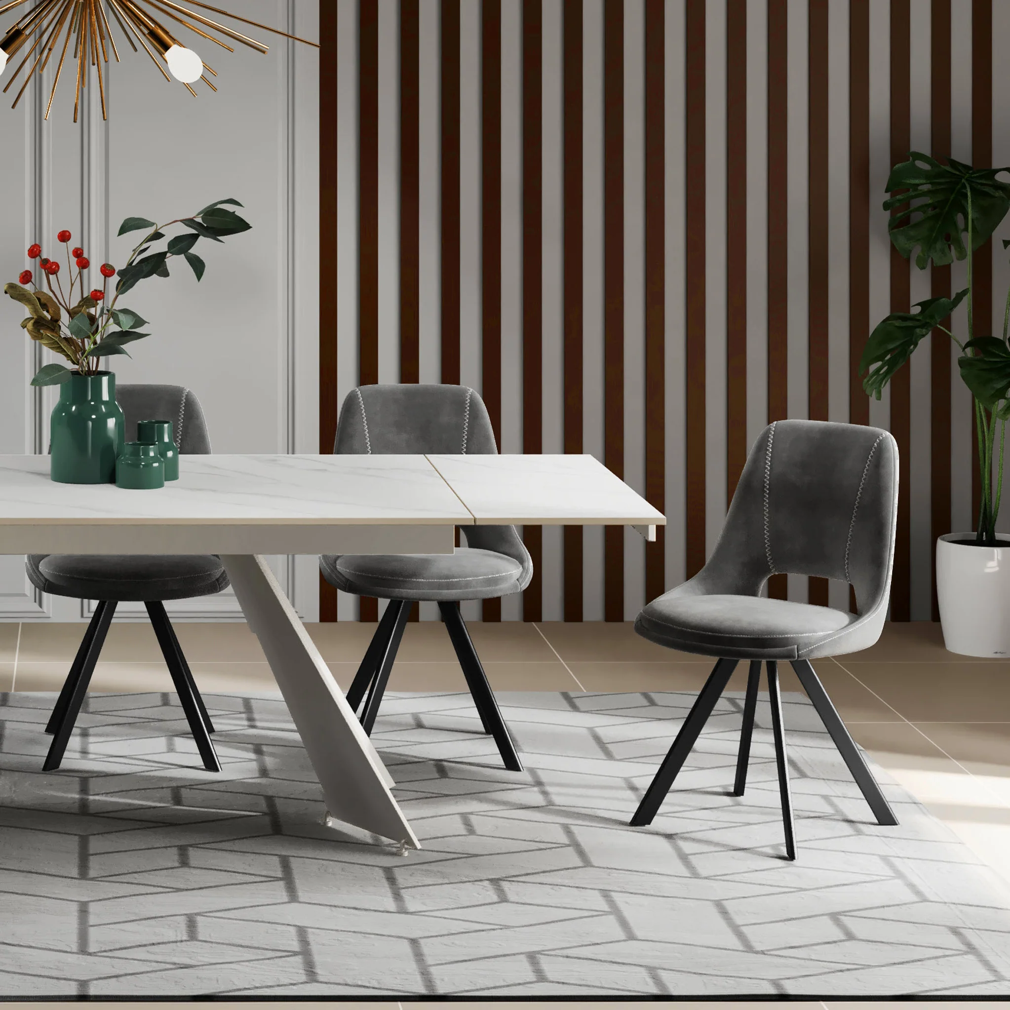 Malvern Velvet Swivel Dining Chair - Image 7
