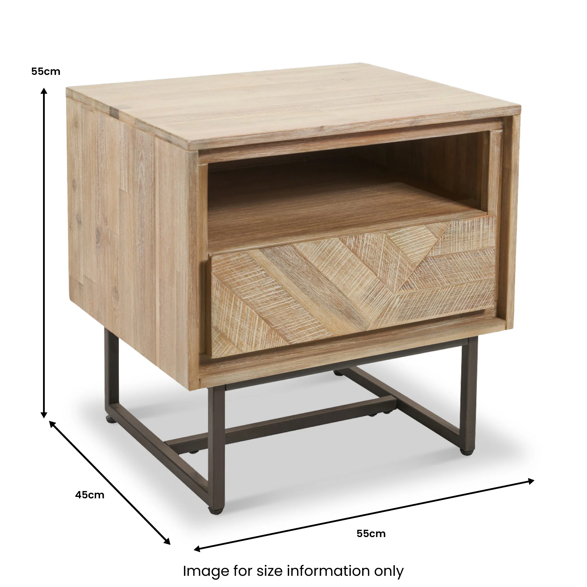 Marca Sand Wash Acacia 1 Drawer Bedside Table - Image 8