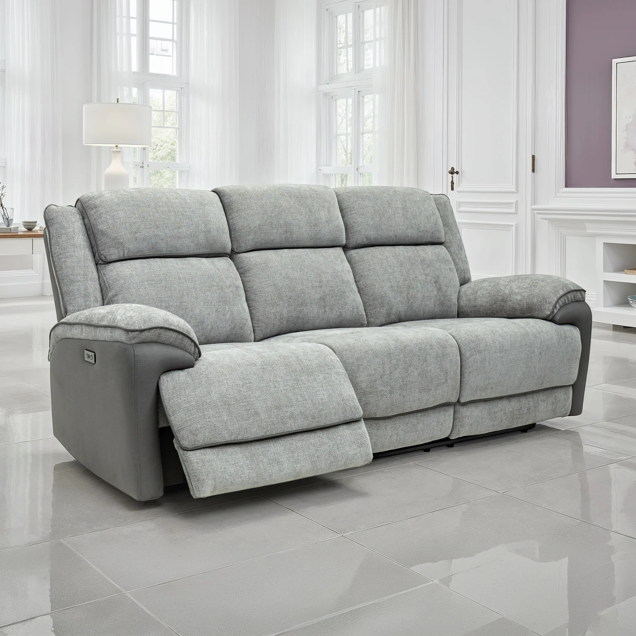 Marcell Power Recliner 3 Seater Sofa With Console - Image 2