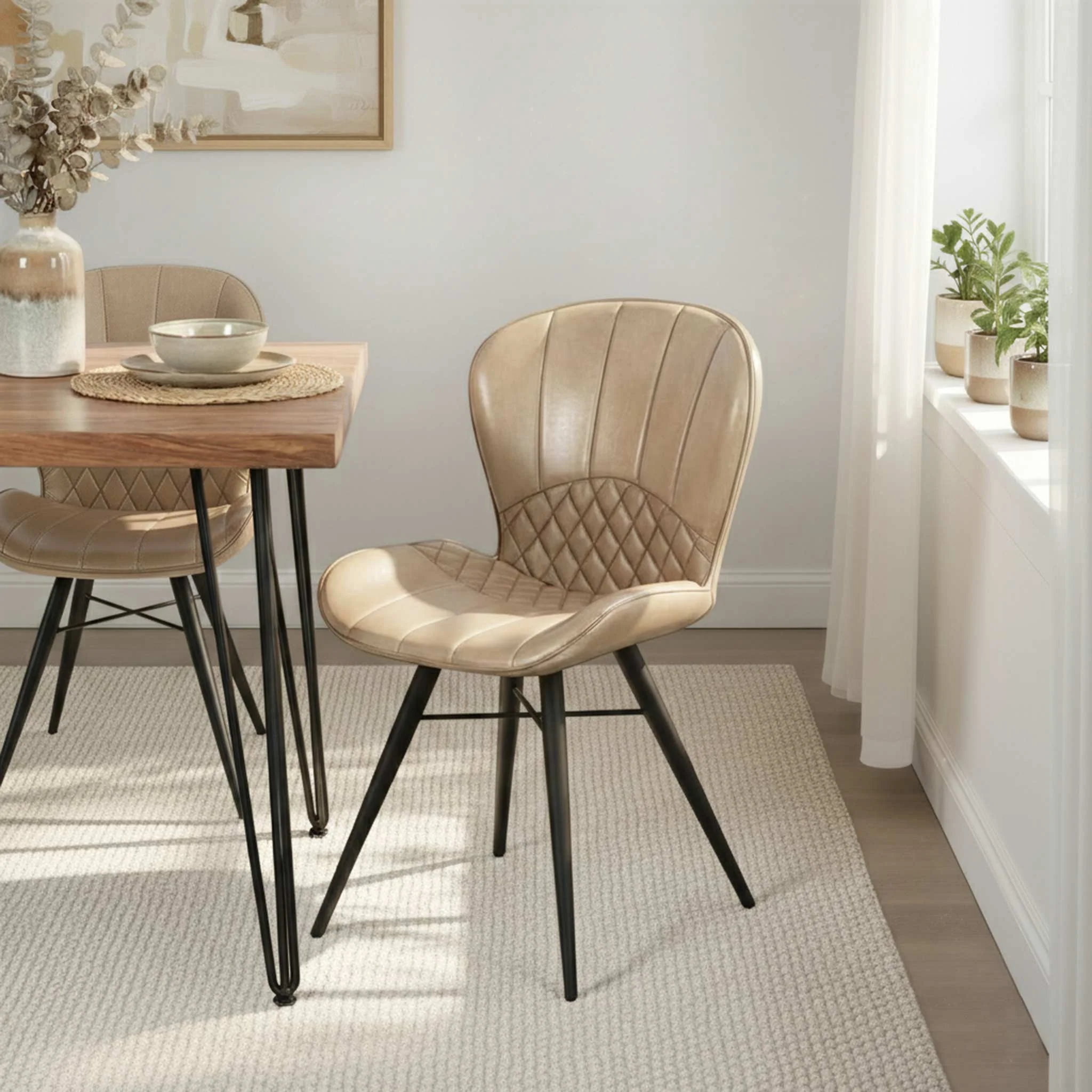 Marcha Curved Leather Seat Dining Chair - Image 2