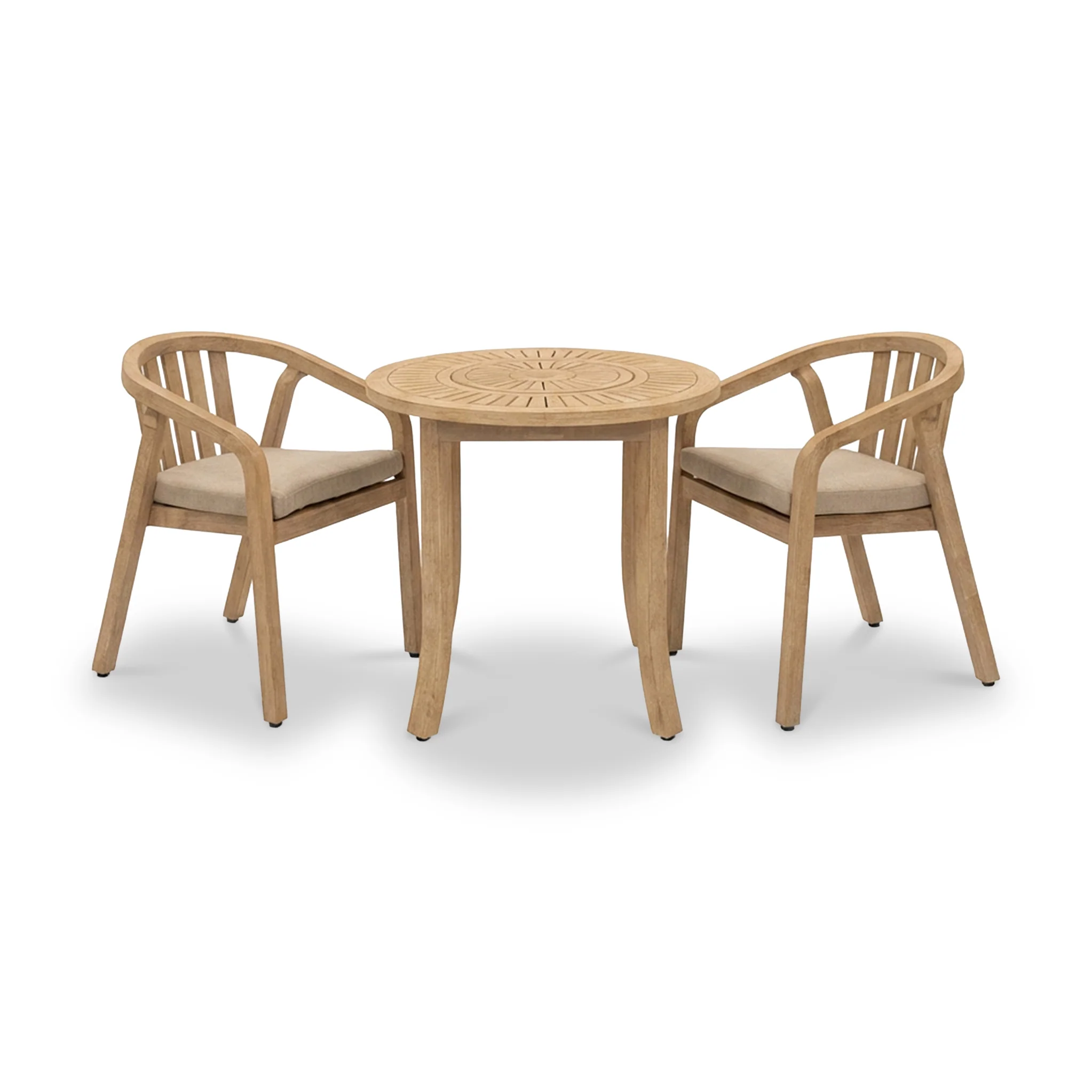 Maris 2 Seater Round Bistro Set with Riven Chairs - Image 2