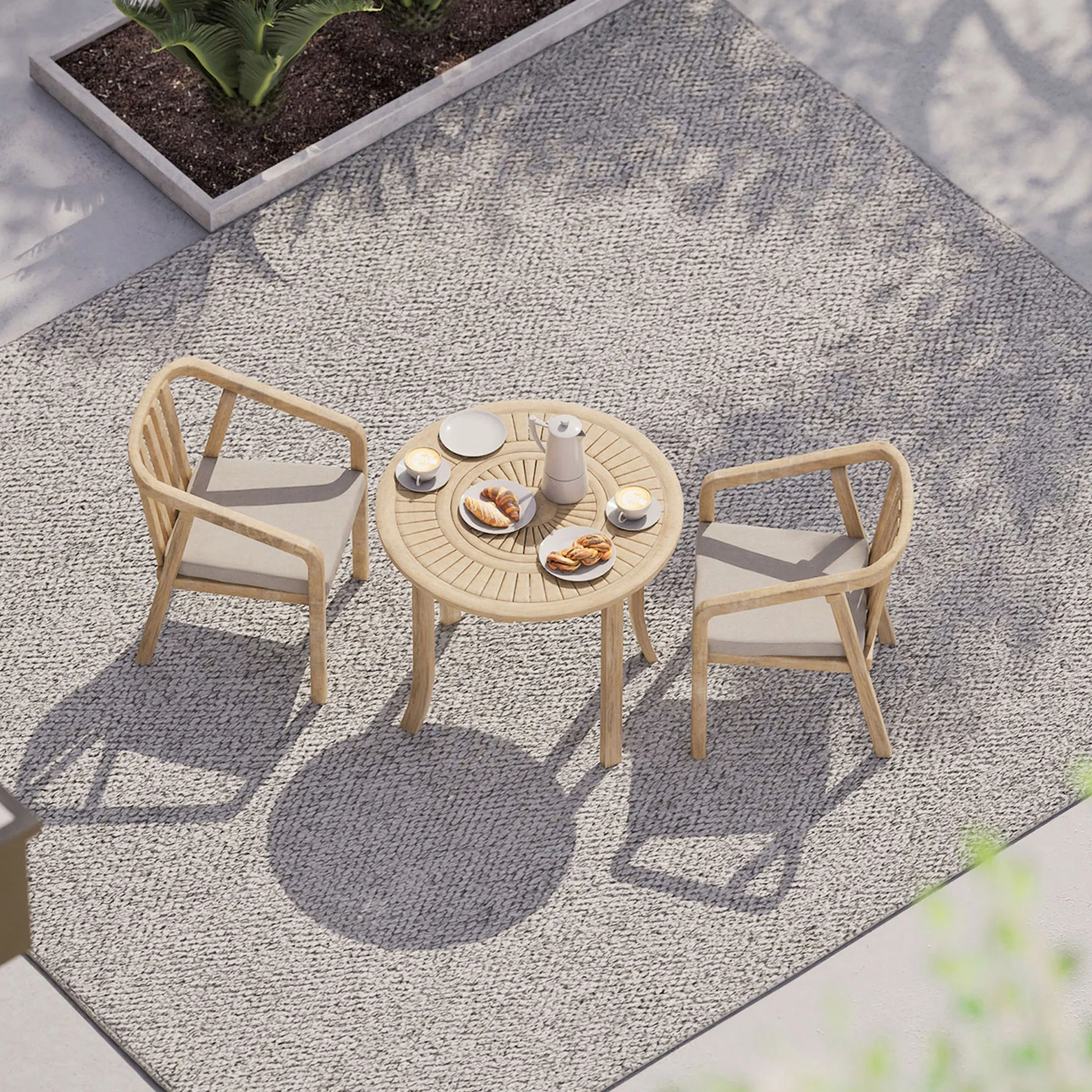 Maris 2 Seater Round Bistro Set with Riven Chairs - Image 3