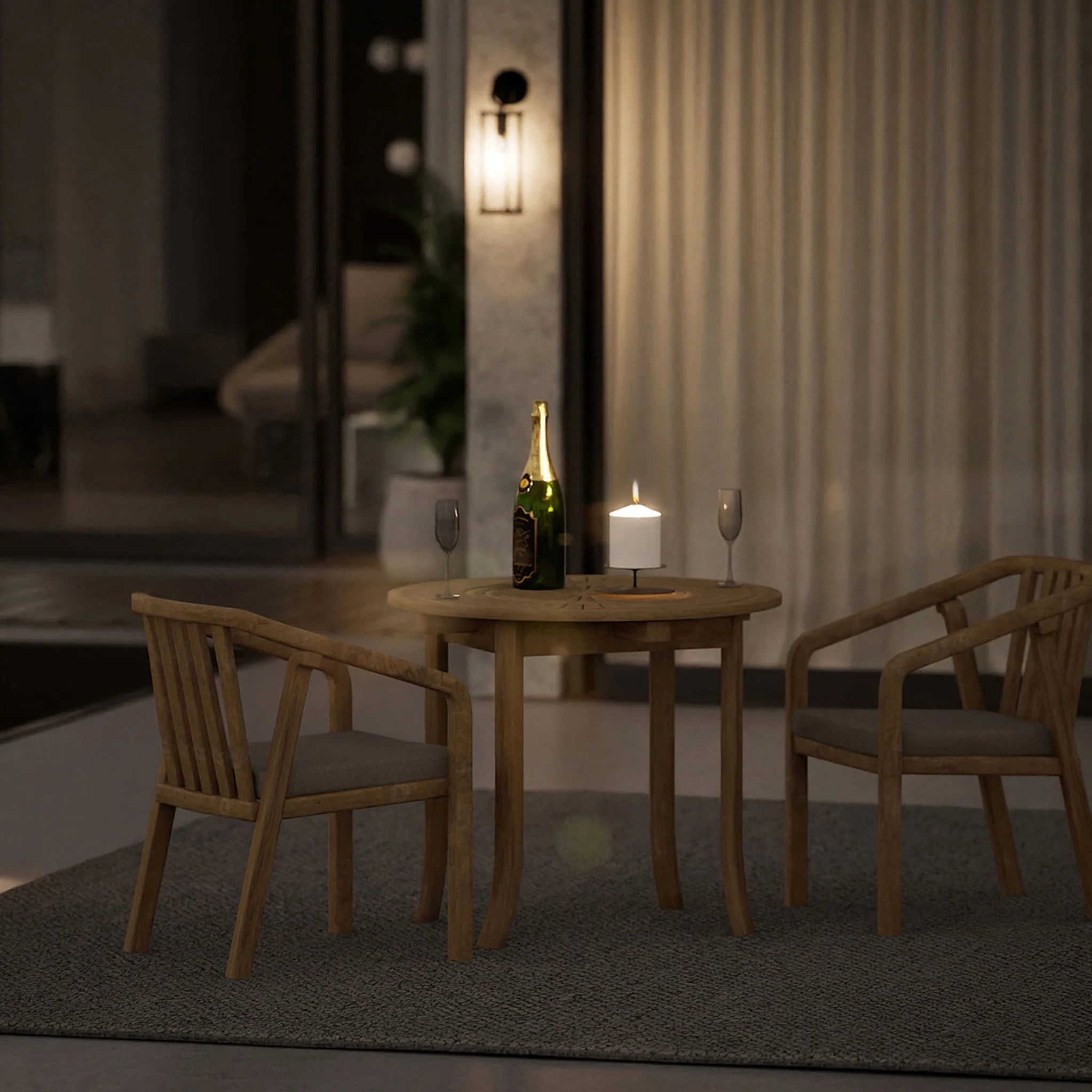 Maris 2 Seater Round Bistro Set with Riven Chairs - Image 6