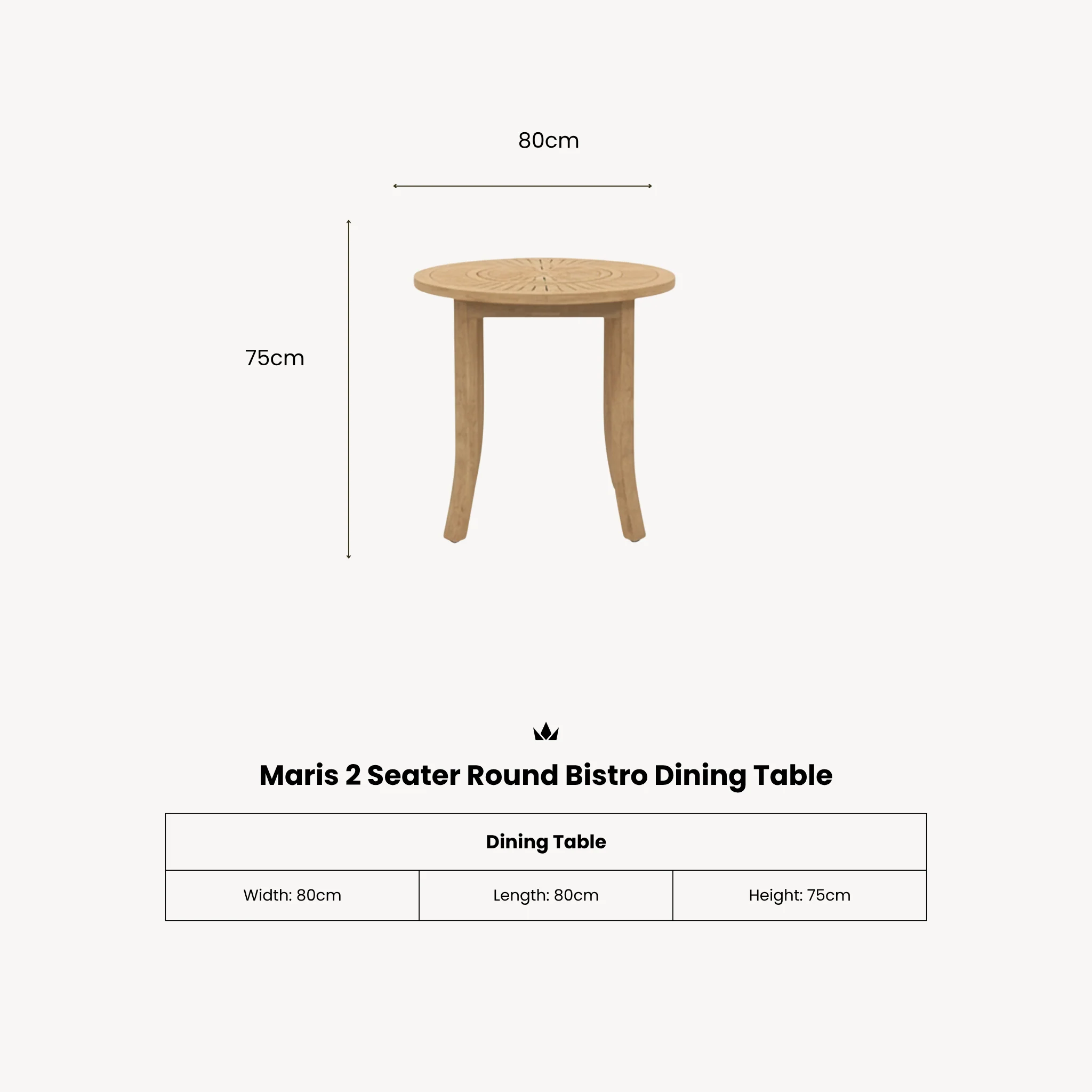 Maris 2 Seater Round Bistro Table - Image 4