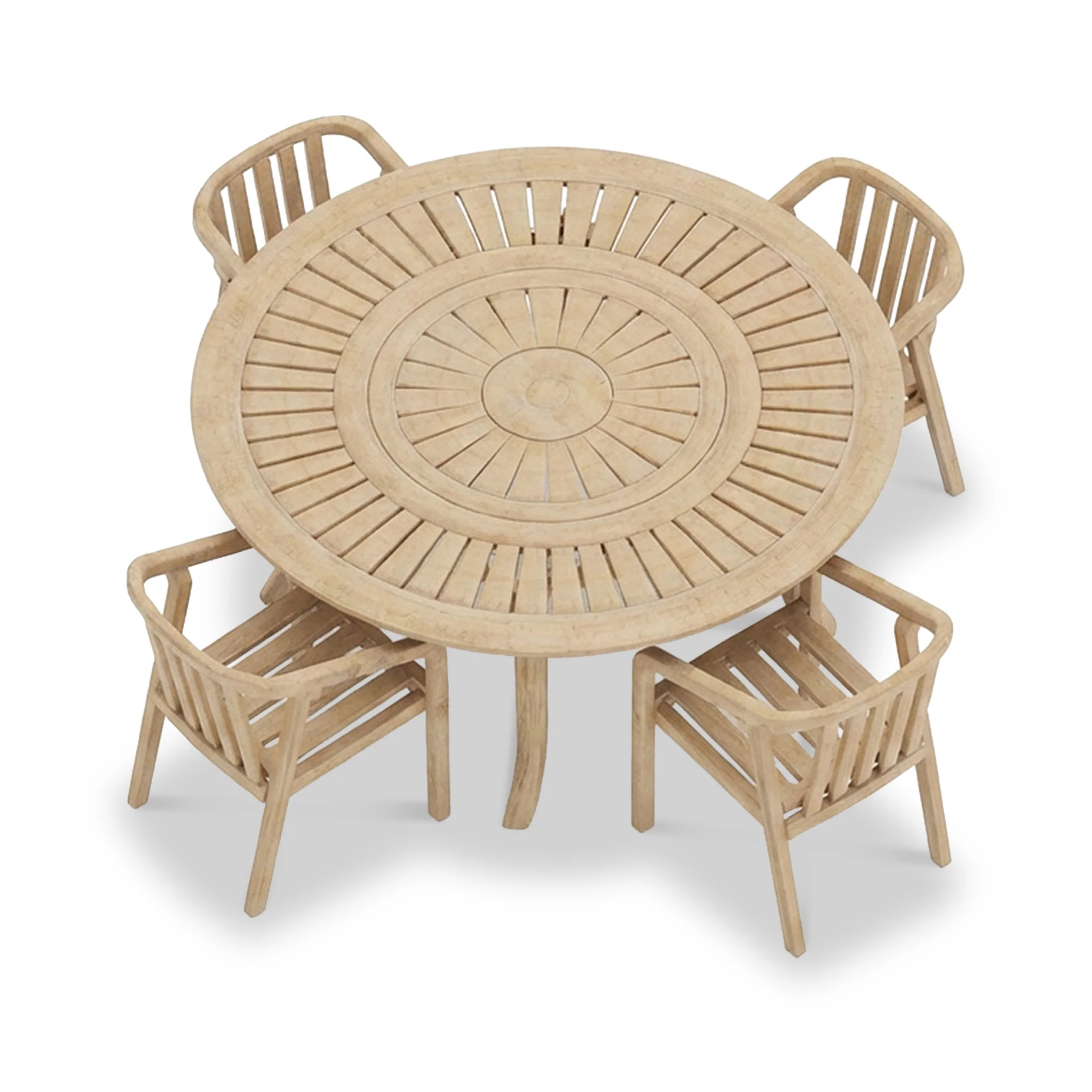 Maris 4 Seater Round Dining Table Set with Riven Chairs - Image 2