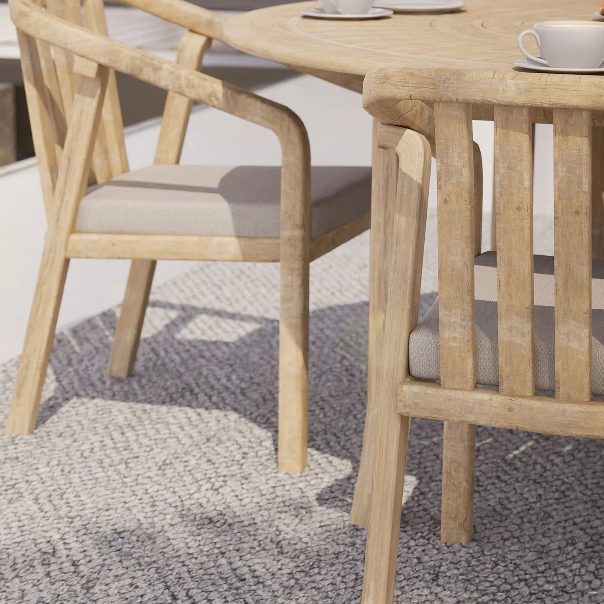 Maris 4 Seater Round Dining Table Set with Riven Chairs - Image 6