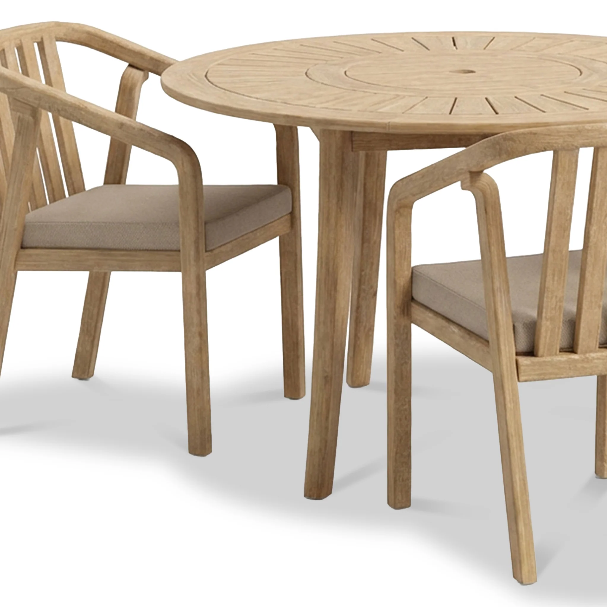 Maris 4 Seater Round Dining Table Set with Riven Chairs - Image 7