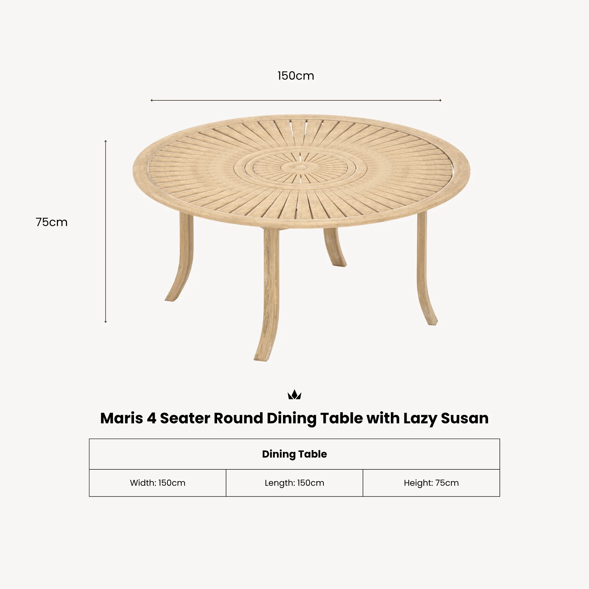 Maris 6 Seater Round Dining Table - Image 4