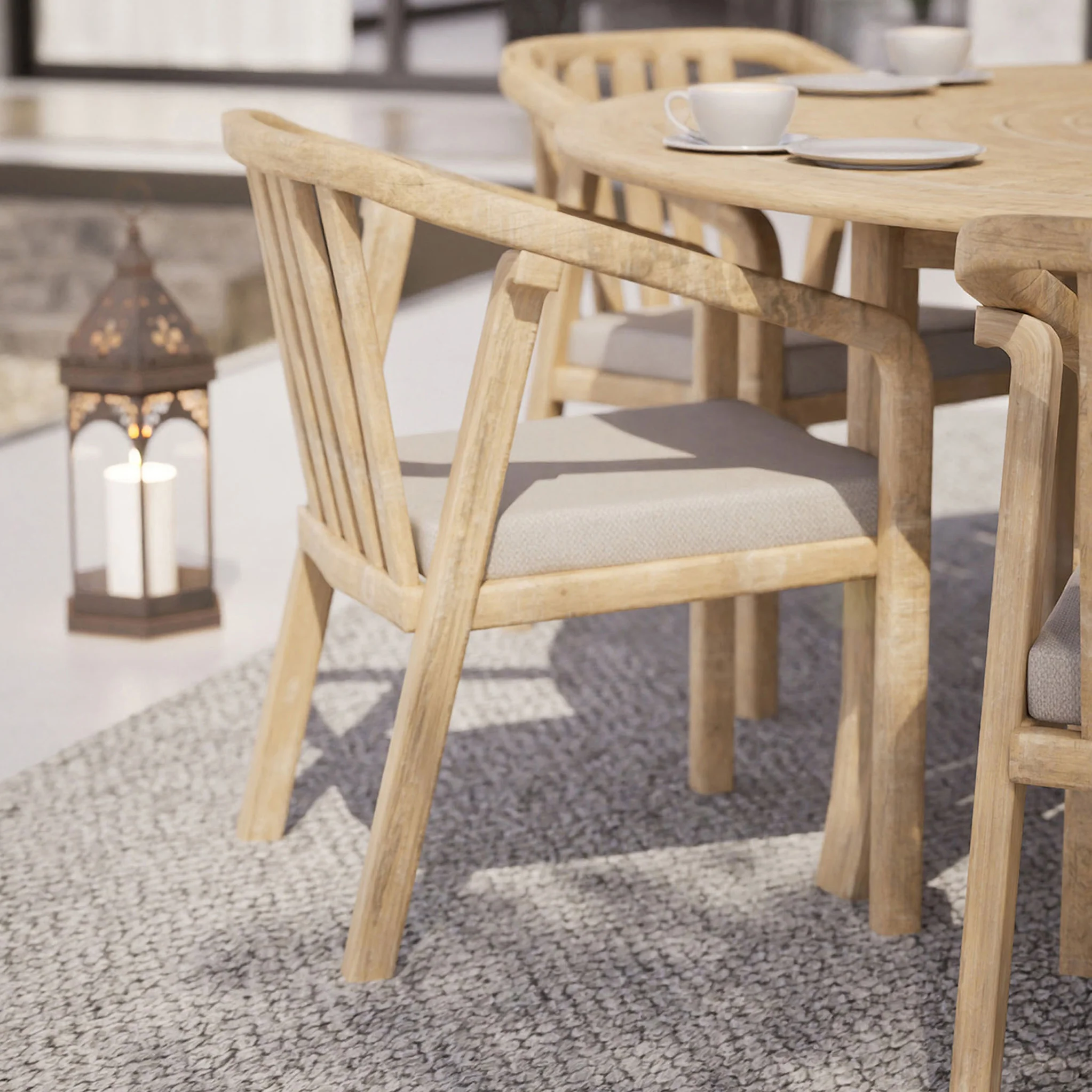 Maris 6 Seater Round Dining Table Set with Riven Chairs - Image 5