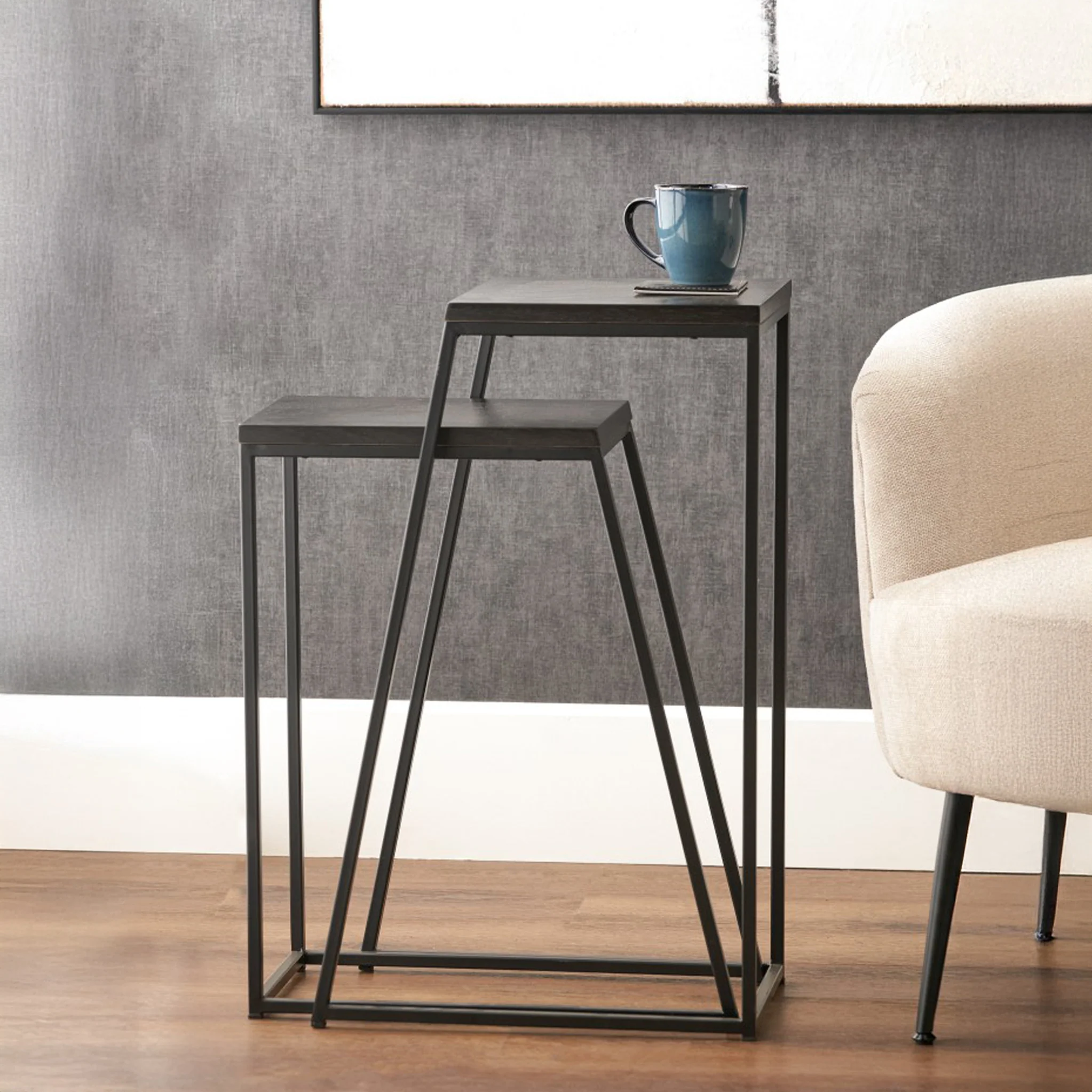 Mashiko Black Ash Effect Side Tables - Image 2