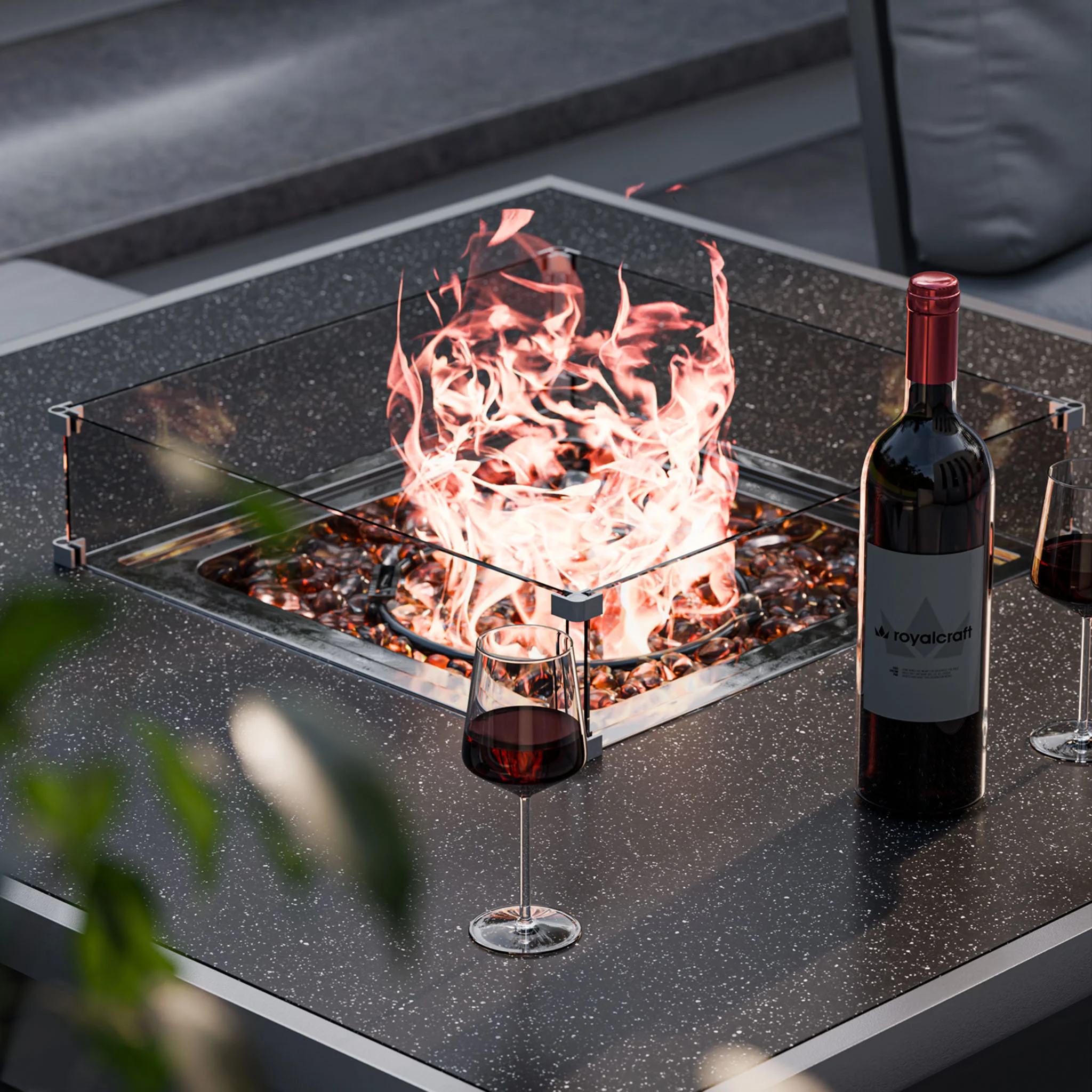 Mayfair 120cm Corner Fire Pit Table Garden Lounge Set - Image 4