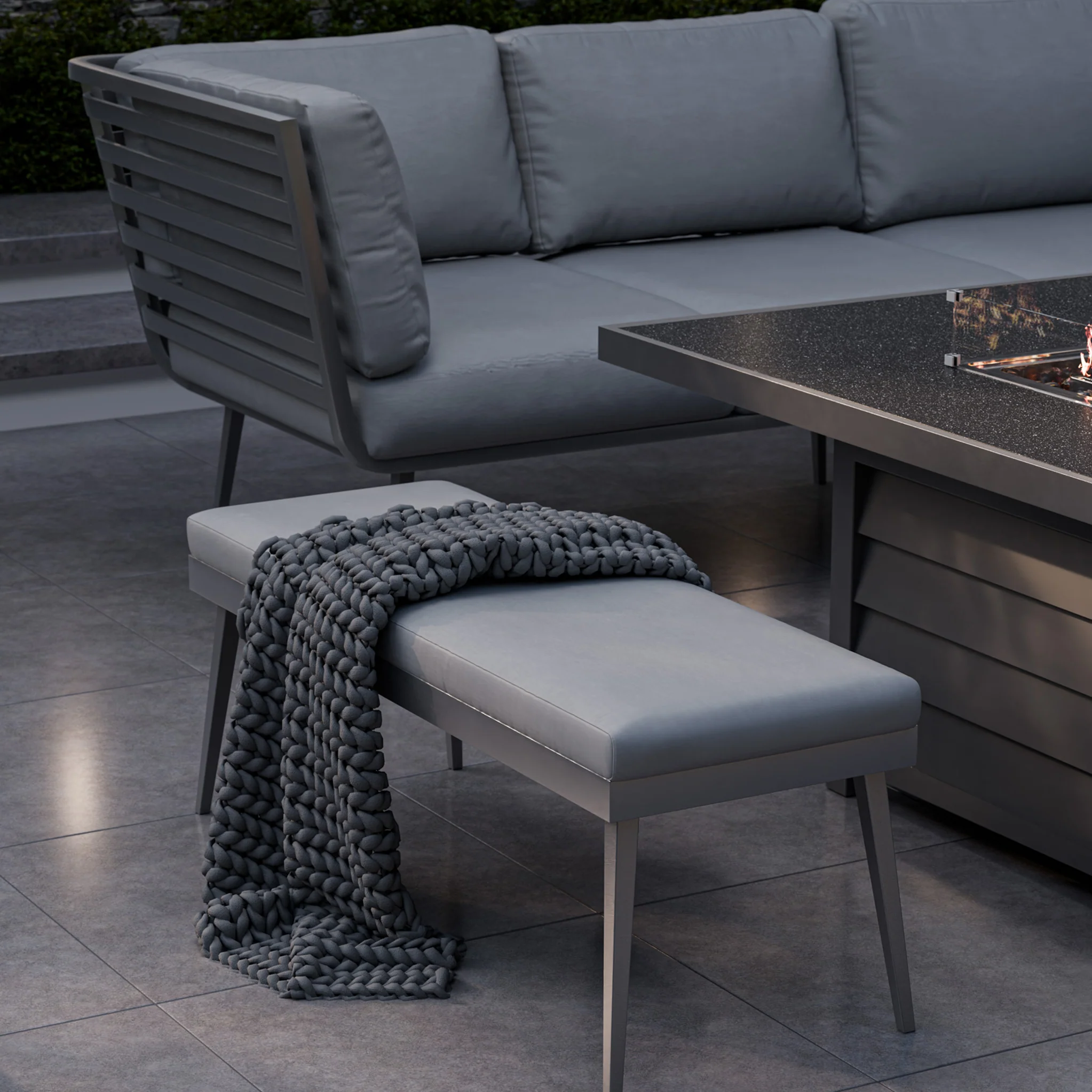 Mayfair 150cm Corner Fire Pit Table Garden Lounge Set - Image 12