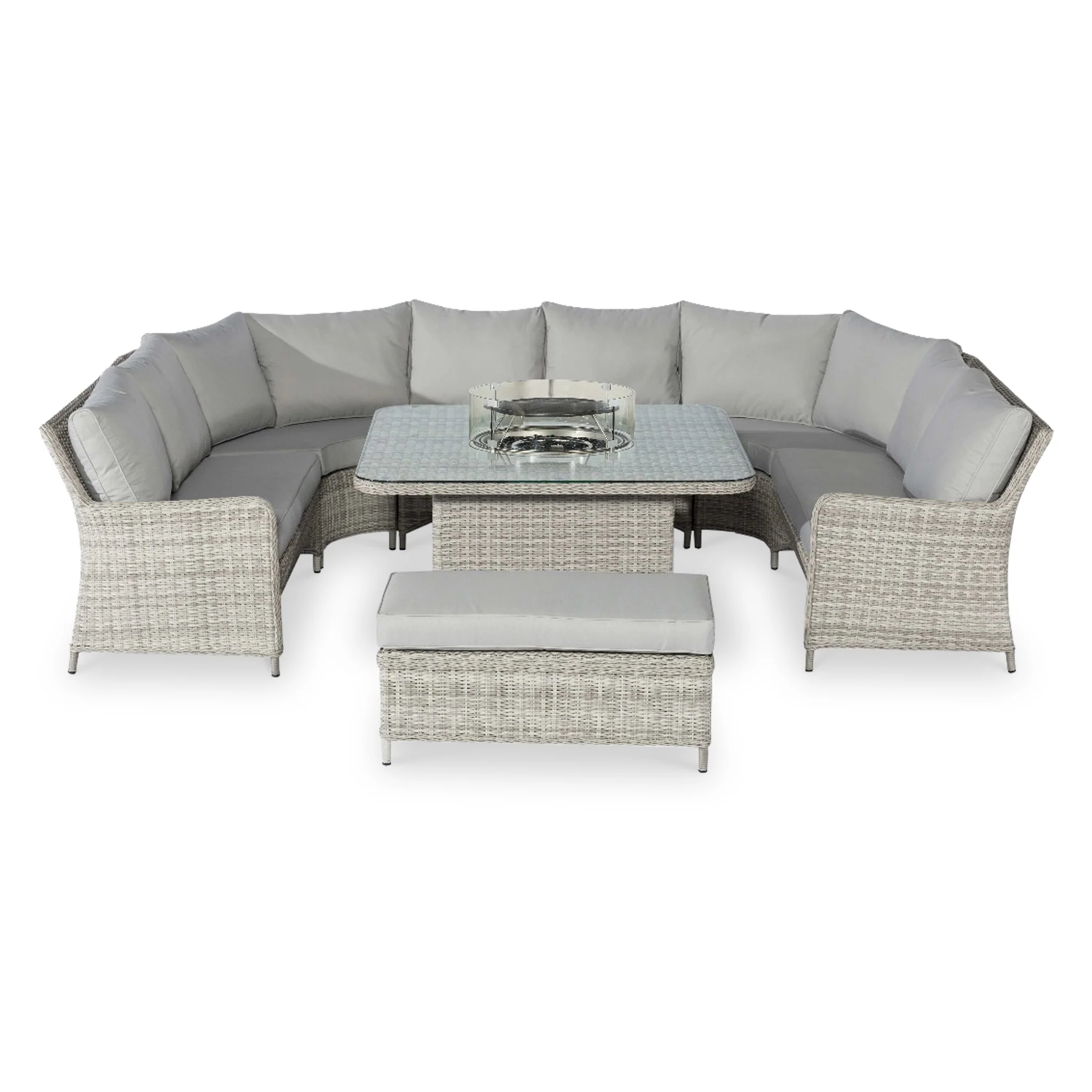 Maze Oxford Royal U-Shaped Rattan Sofa Set with Fire Pit - Image 2