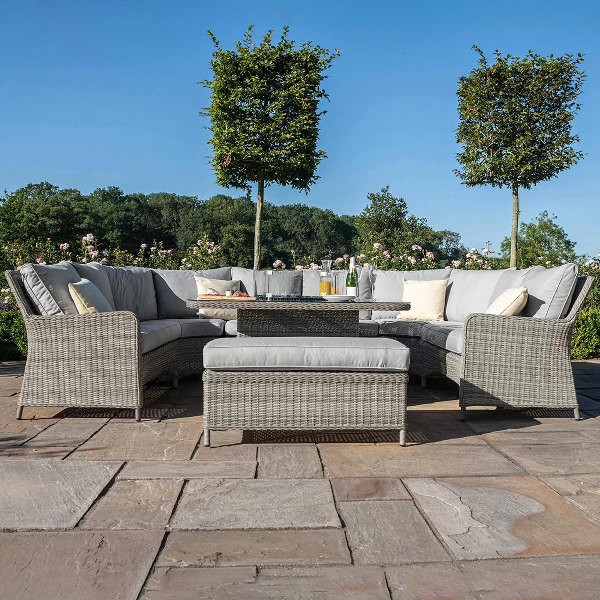Maze Oxford Royal U-Shaped Rattan Sofa Set with Fire Pit - Image 3