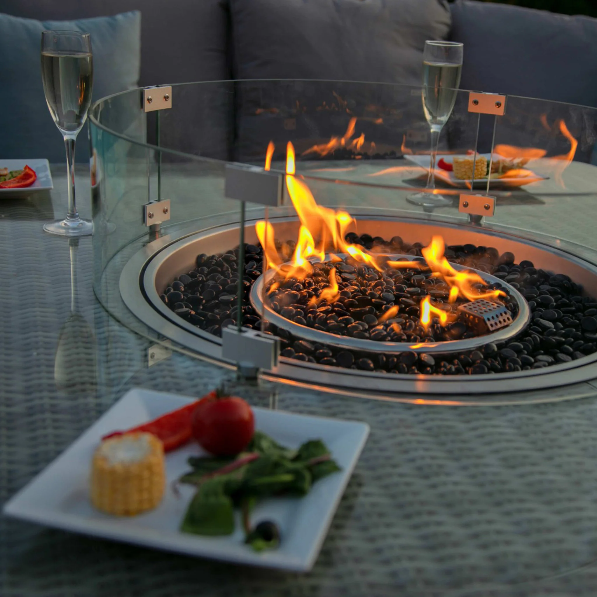 Maze Oxford Royal U-Shaped Rattan Sofa Set with Fire Pit - Image 6