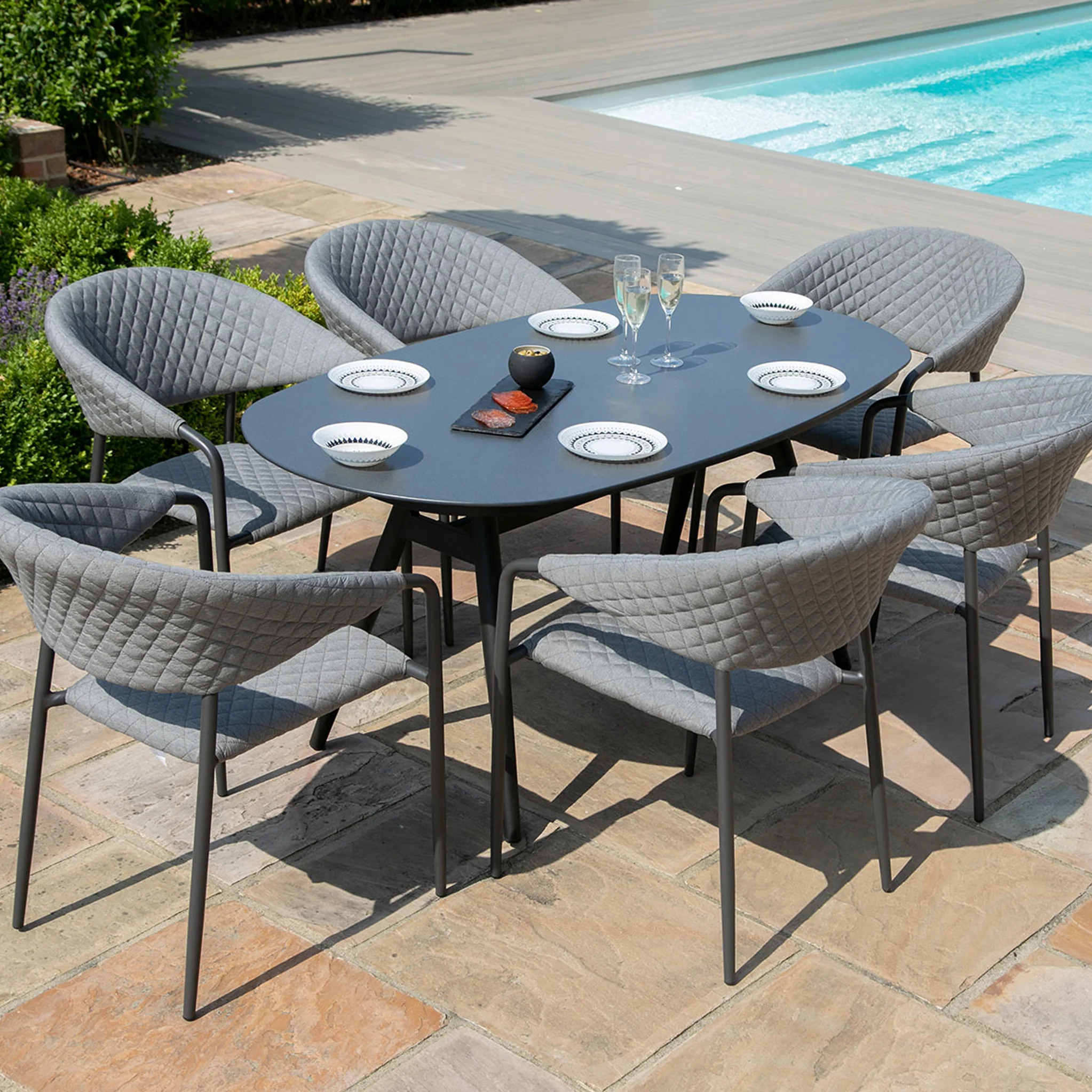 Maze Pebble 6 Seat Oval Dining Set - Image 3