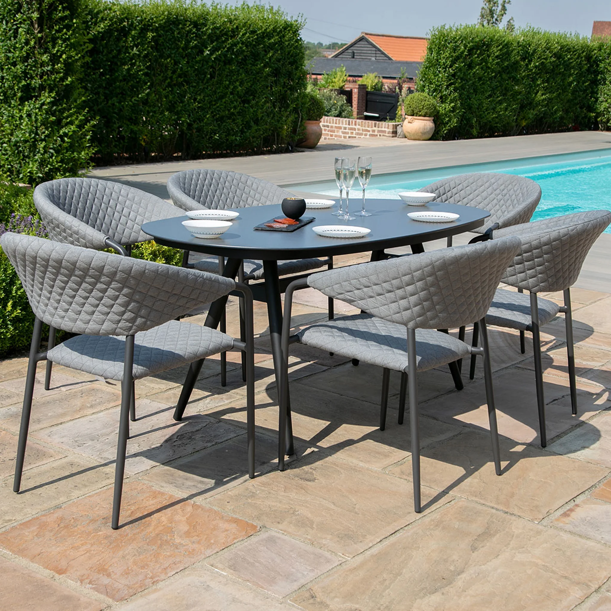 Maze Pebble 6 Seat Oval Dining Set - Image 5
