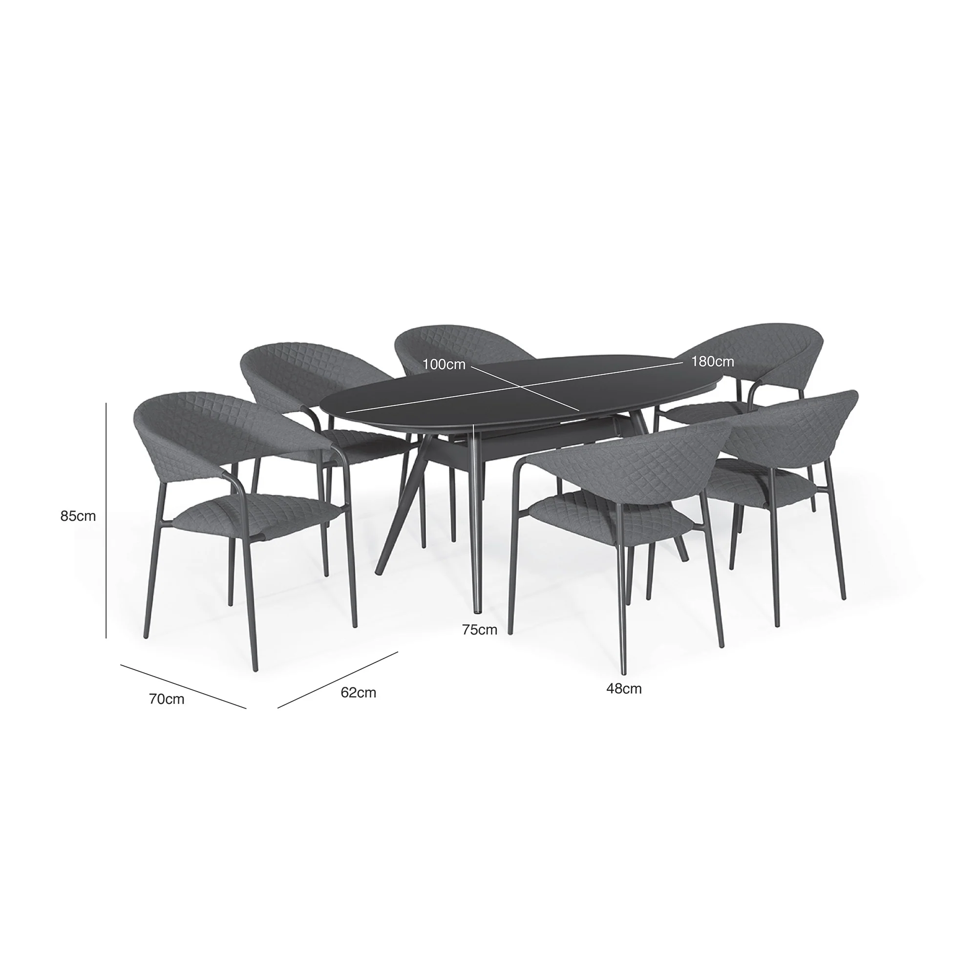 Maze Pebble 6 Seat Oval Dining Set - Image 9