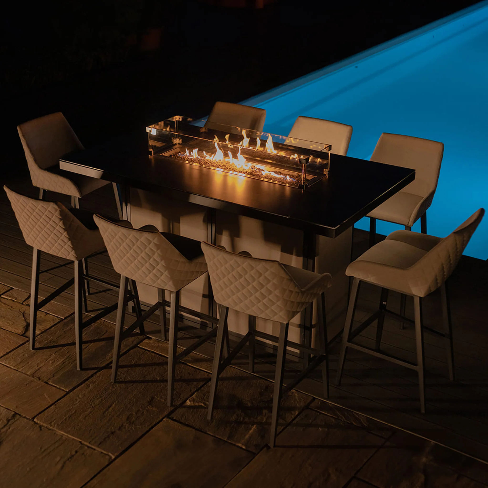 Maze Regal 8 Seat Rectangular Fire Pit Bar Set - Image 3