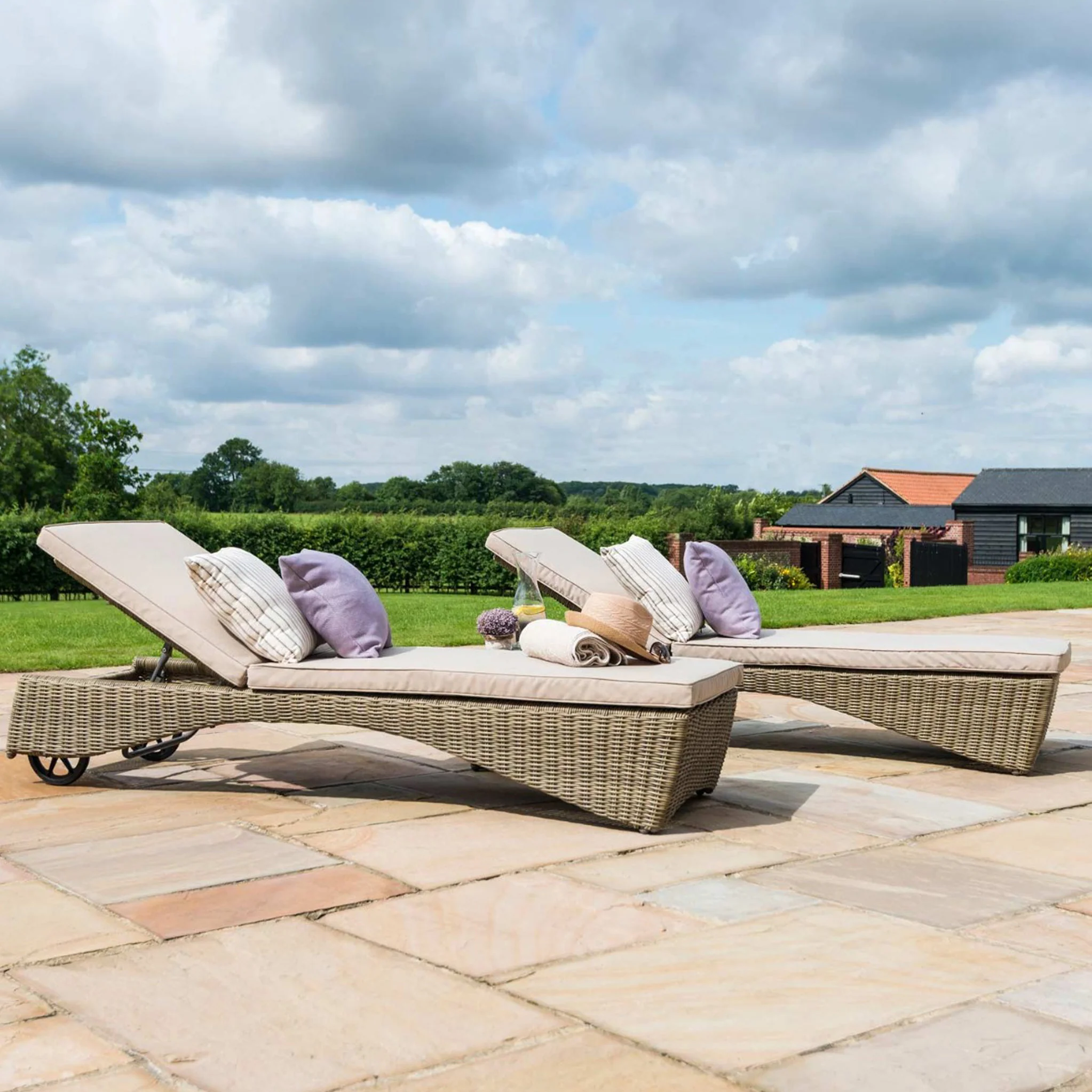 Maze Winchester 3 Piece Rattan Sunlounger Set - Image 4