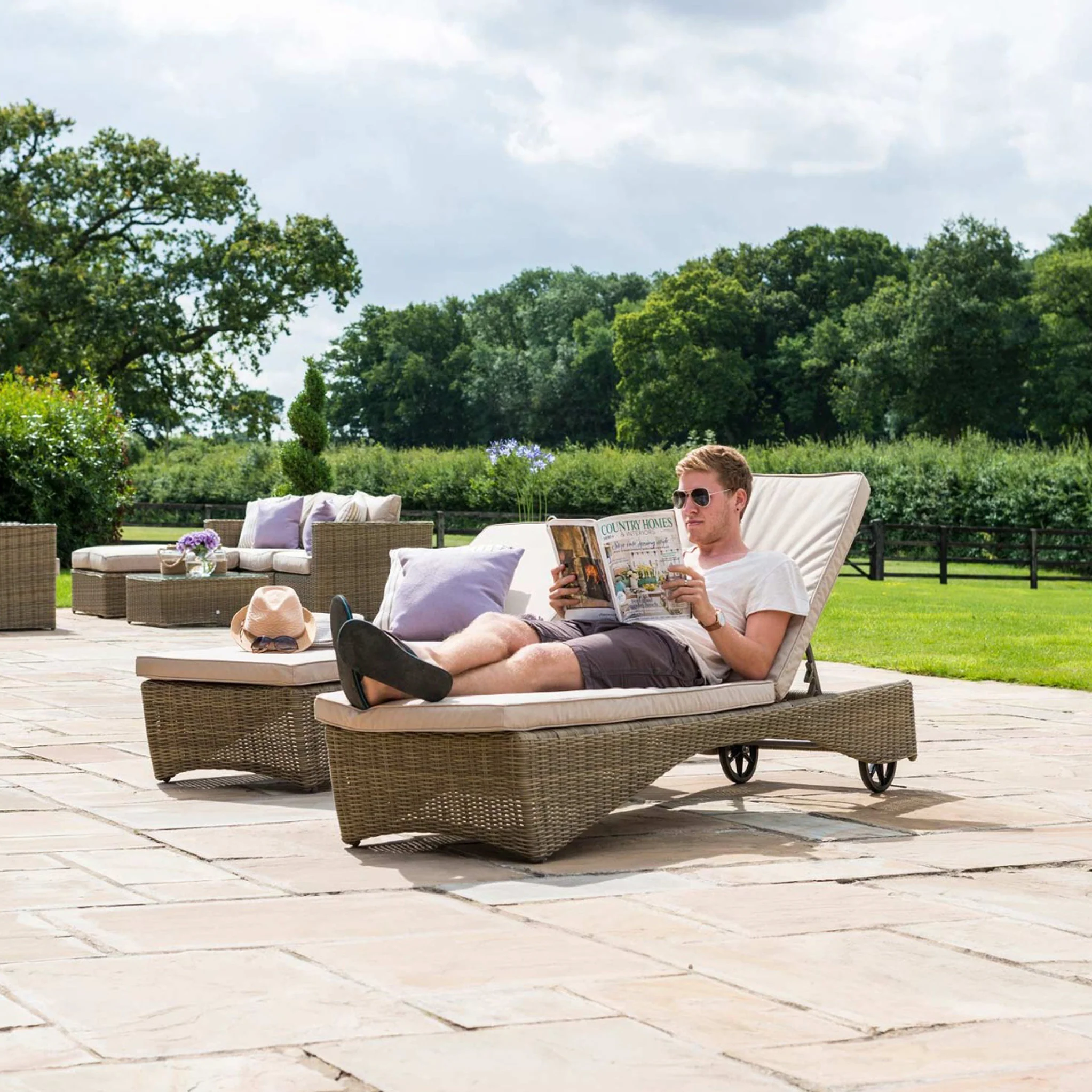 Maze Winchester 3 Piece Rattan Sunlounger Set - Image 6