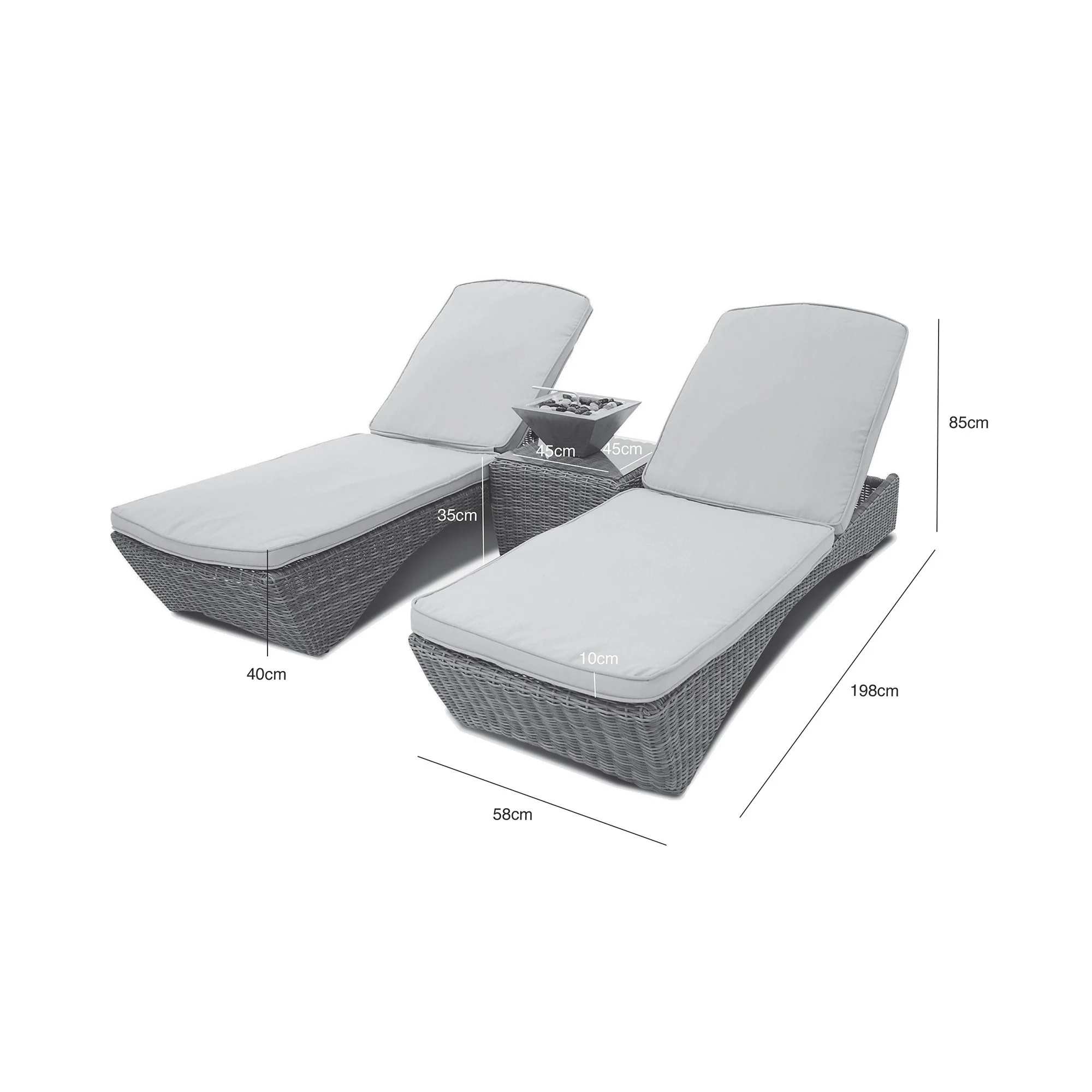 Maze Winchester 3 Piece Rattan Sunlounger Set - Image 9