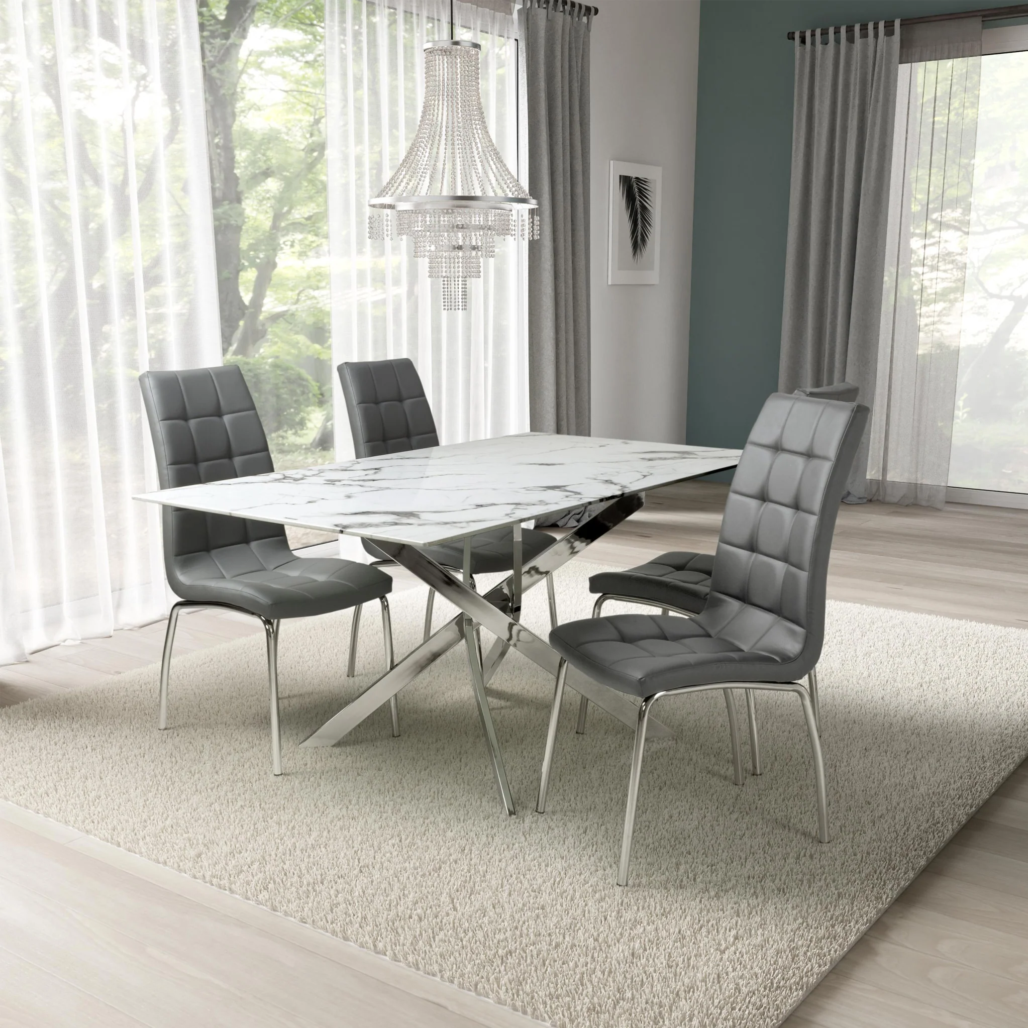 Melody 160cm Marble Effect Dining Table - Image 11