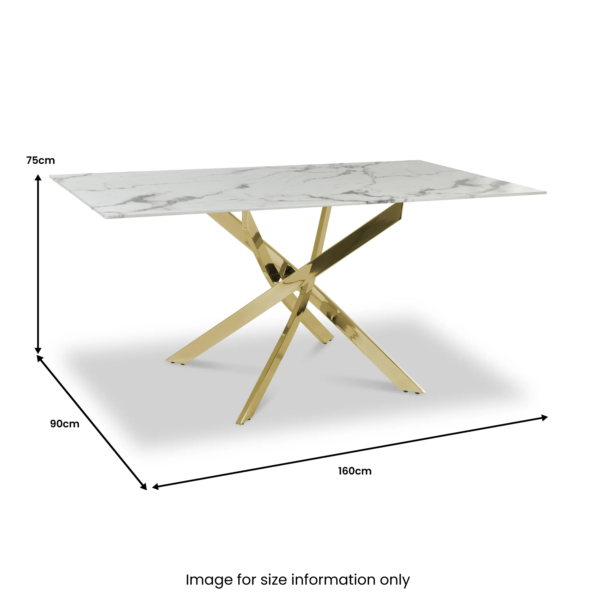 Melody 160cm Marble Effect Dining Table - Image 13