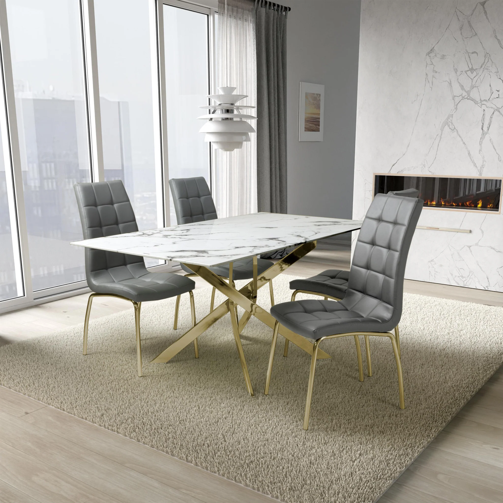 Melody 160cm Marble Effect Dining Table - Image 3