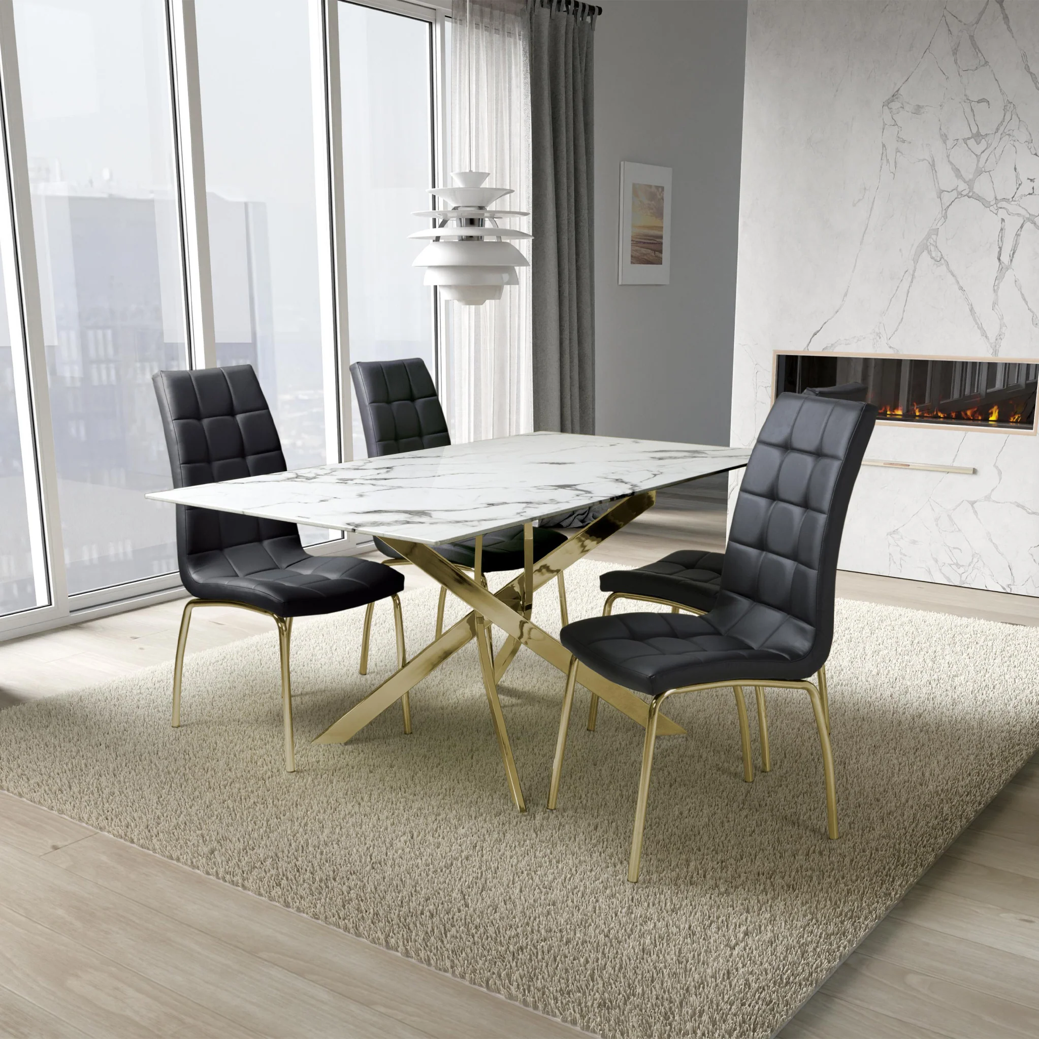Melody 160cm Marble Effect Dining Table - Image 6