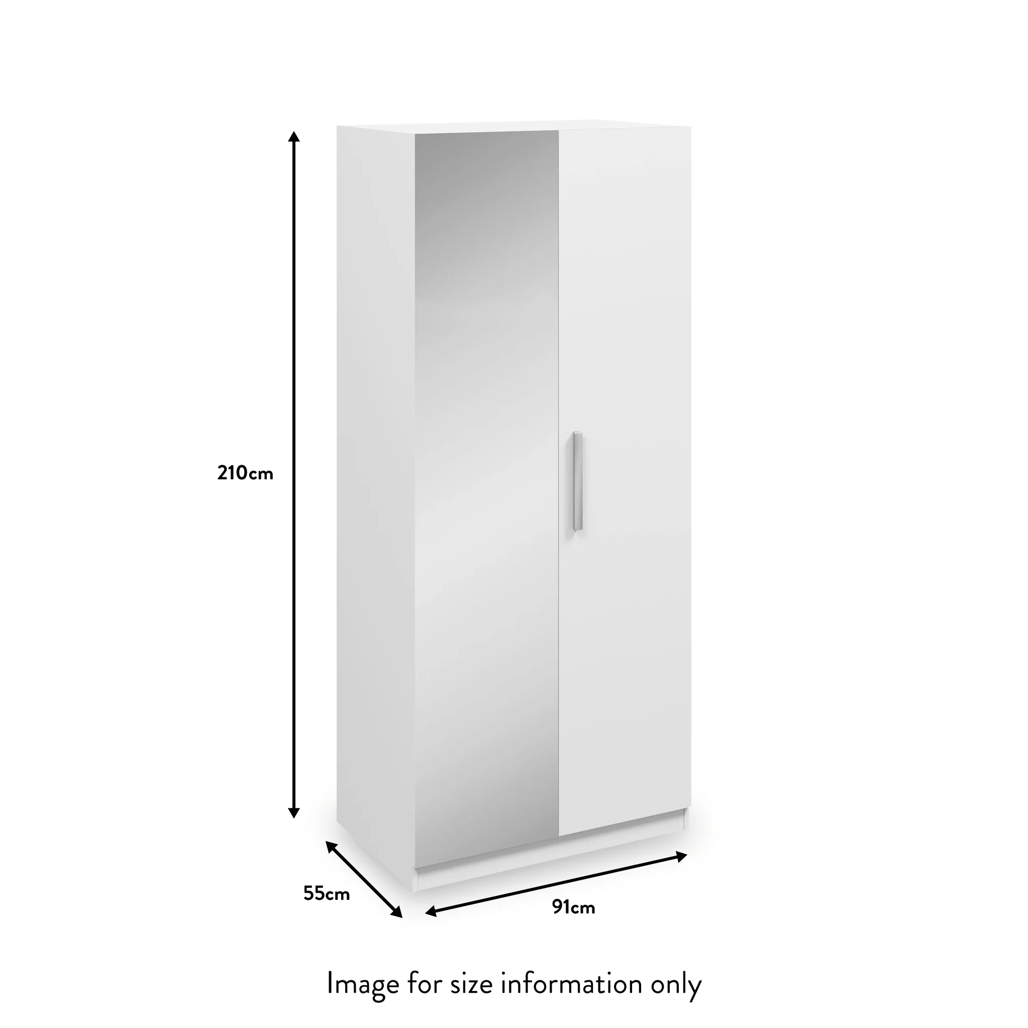 Meribel White 2 Door Mirrored Wardrobe - Image 2
