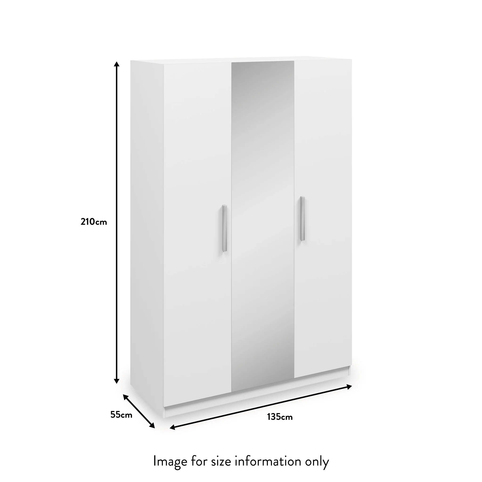 Meribel White 3 Door Mirrored Wardrobe - Image 3