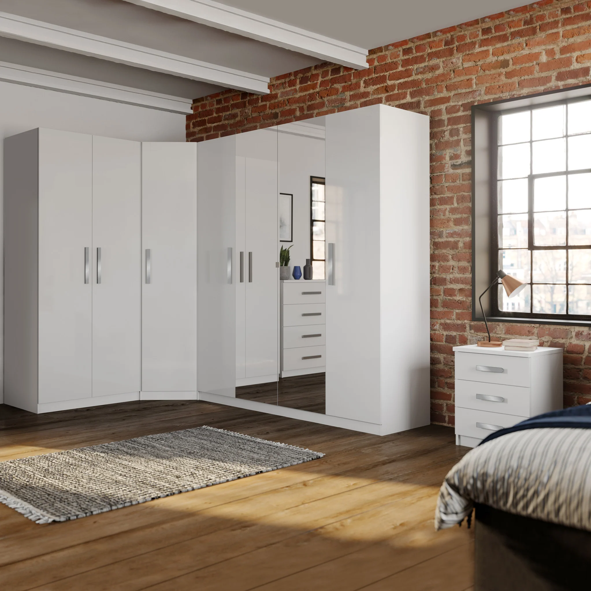 Meribel White 4 Door Mirrored Wardrobe - Image 3