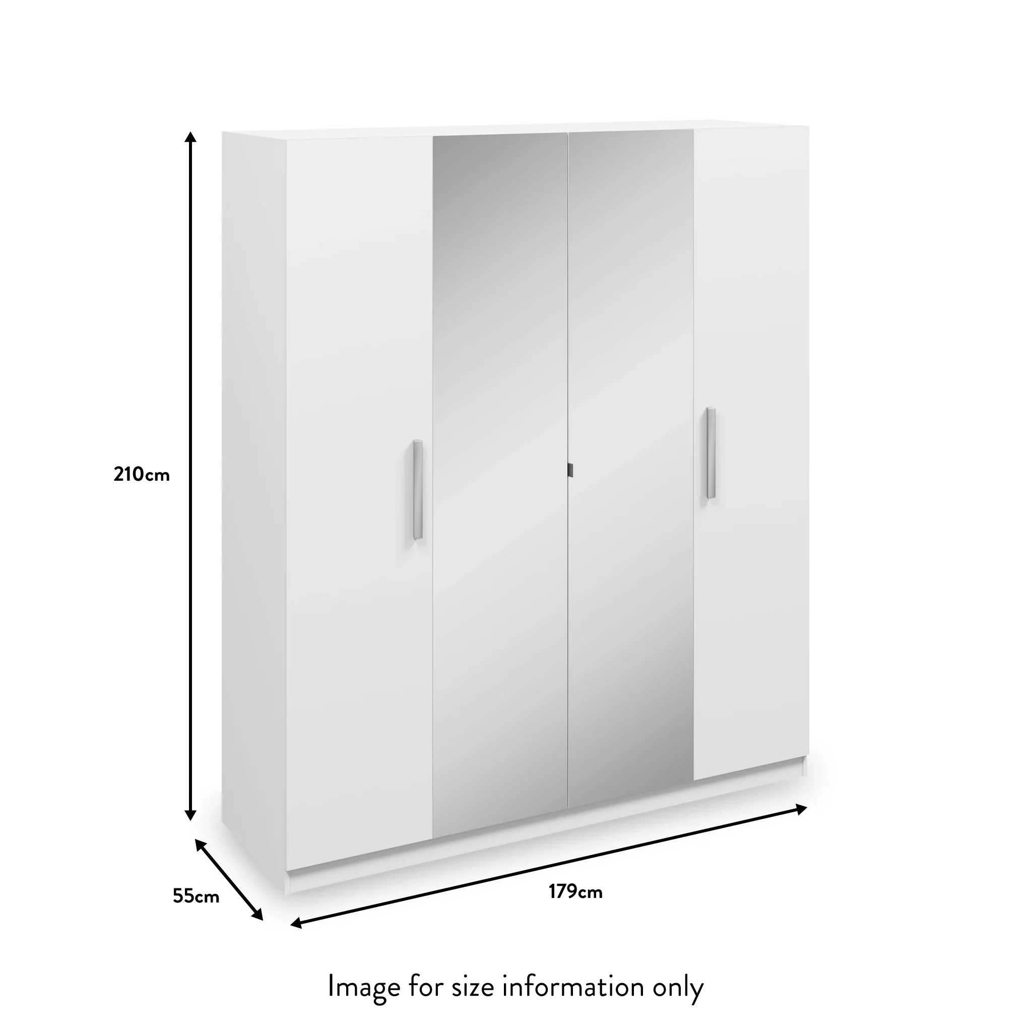 Meribel White 4 Door Mirrored Wardrobe - Image 4