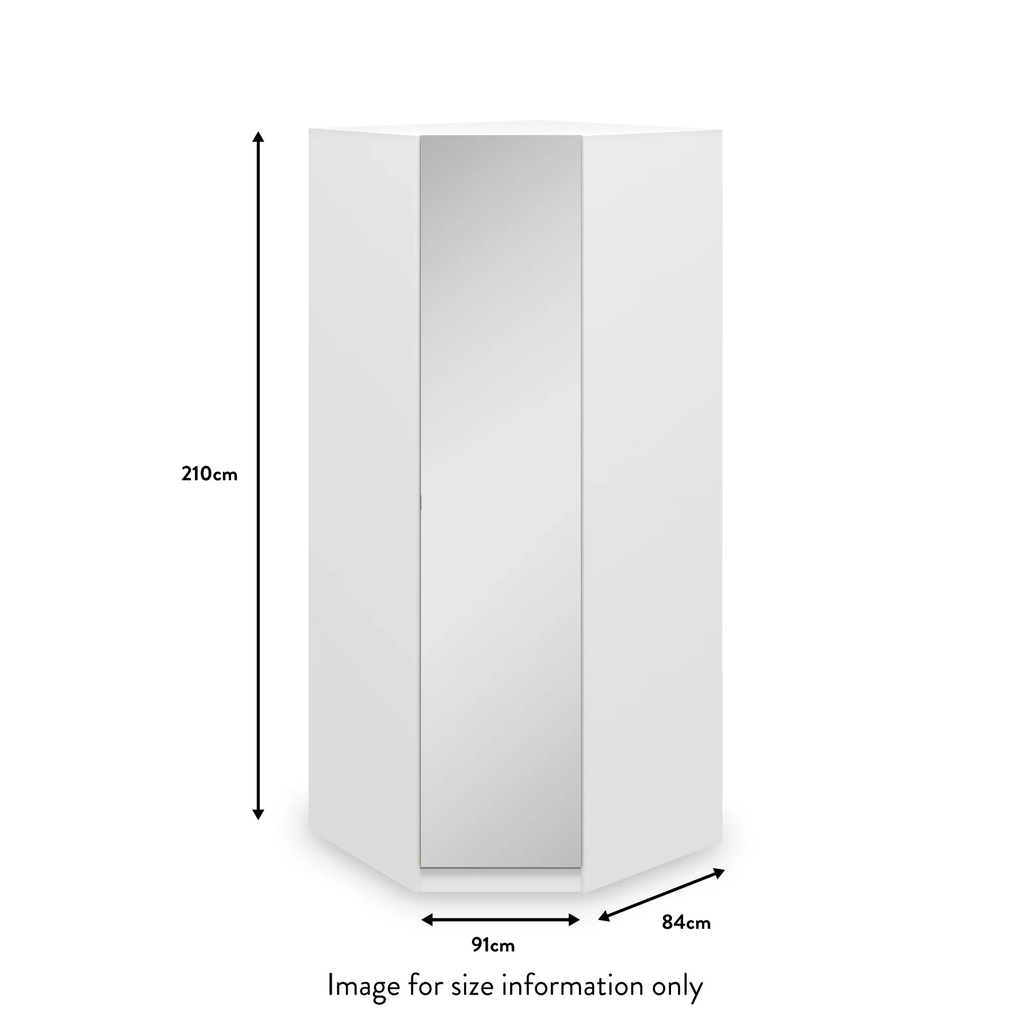 Meribel White Corner Mirrored Wardrobe - Image 2