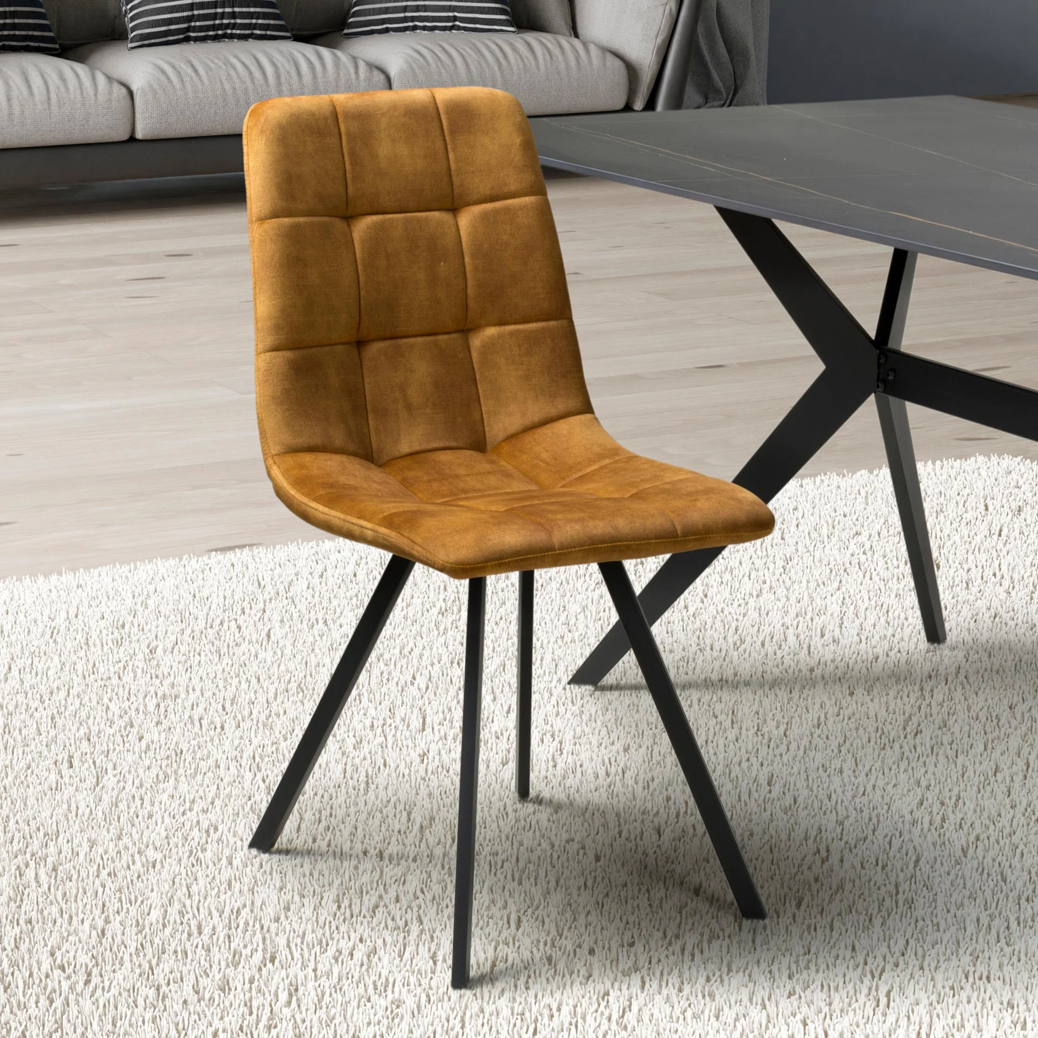 Meryn Bronze Brushed Velvet Dining Chair - Image 2