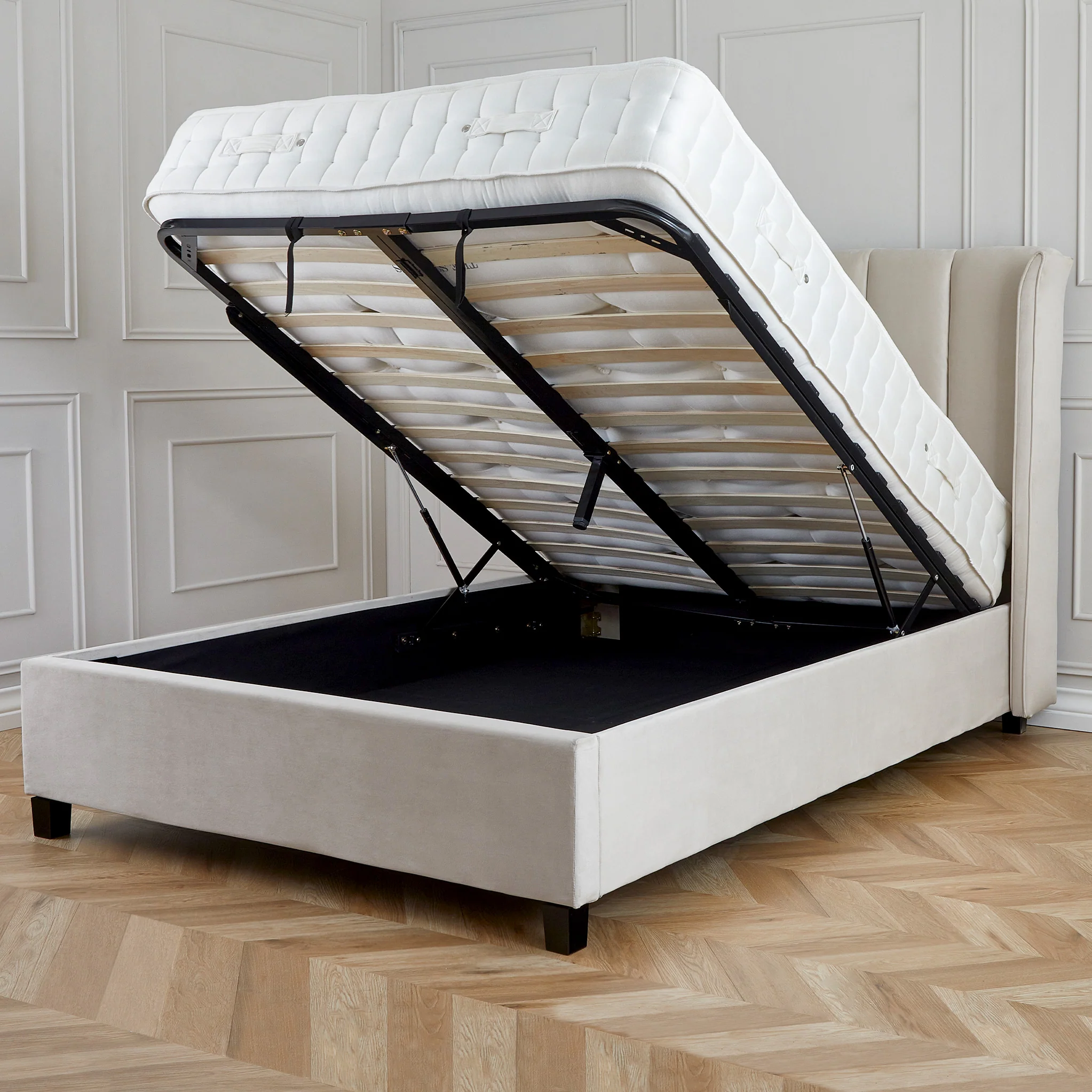 Mia Velvet Ottoman Storage Bed Frame - Image 3