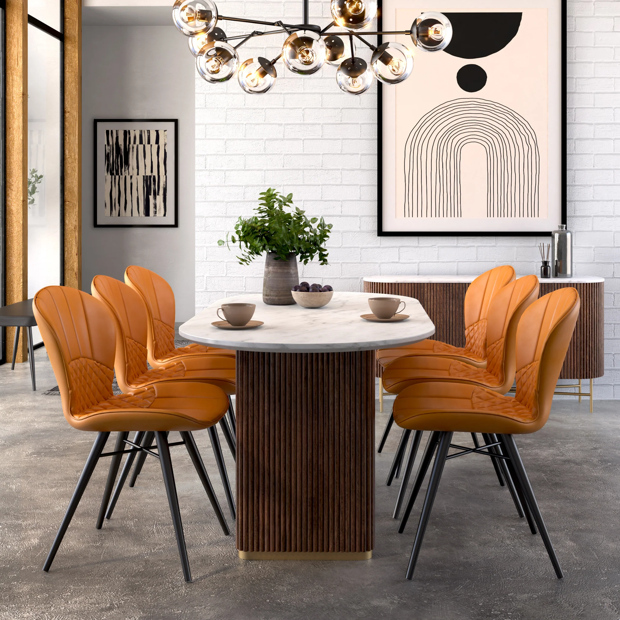 Milo 180cm Mango & Marble Fluted Oval Dining Table - Image 2