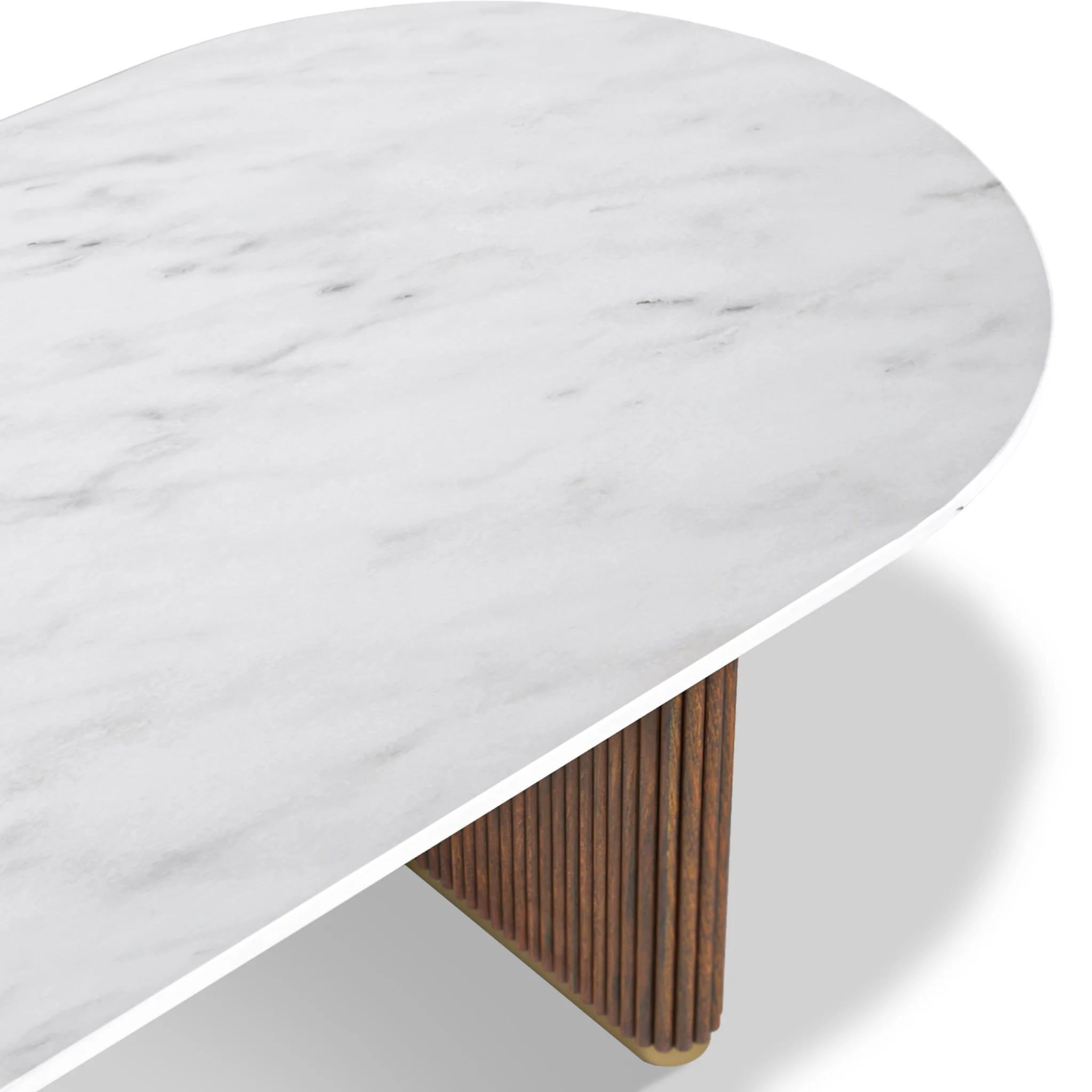 Milo 180cm Mango & Marble Fluted Oval Dining Table - Image 3