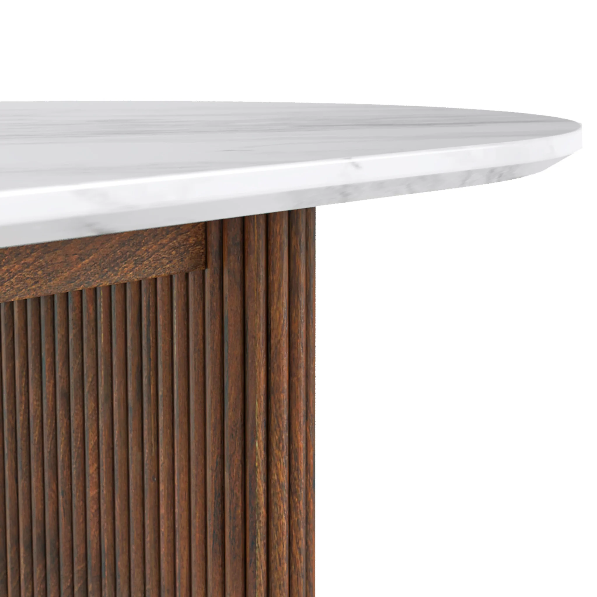 Milo 180cm Mango & Marble Fluted Oval Dining Table - Image 4