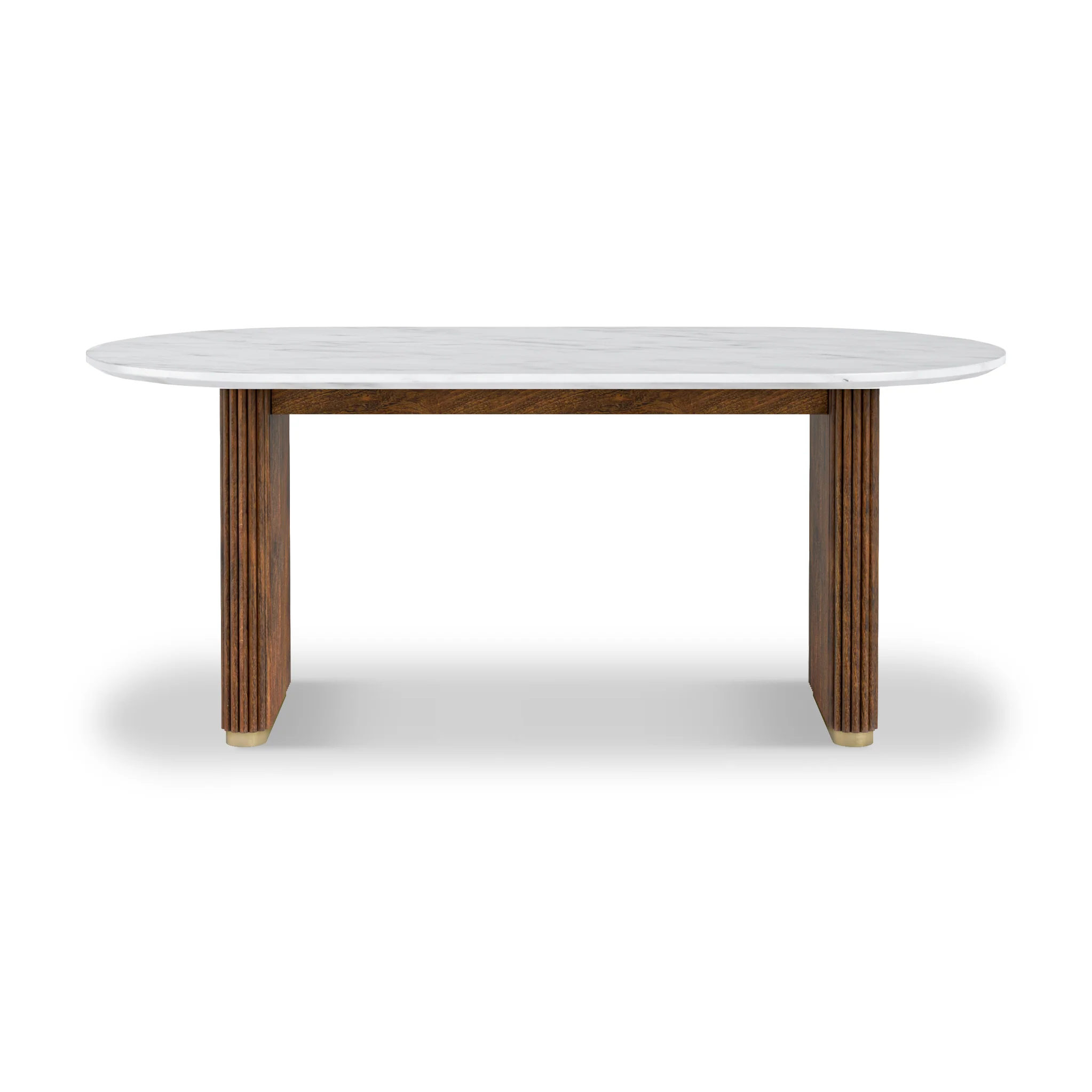 Milo 180cm Mango & Marble Fluted Oval Dining Table - Image 6