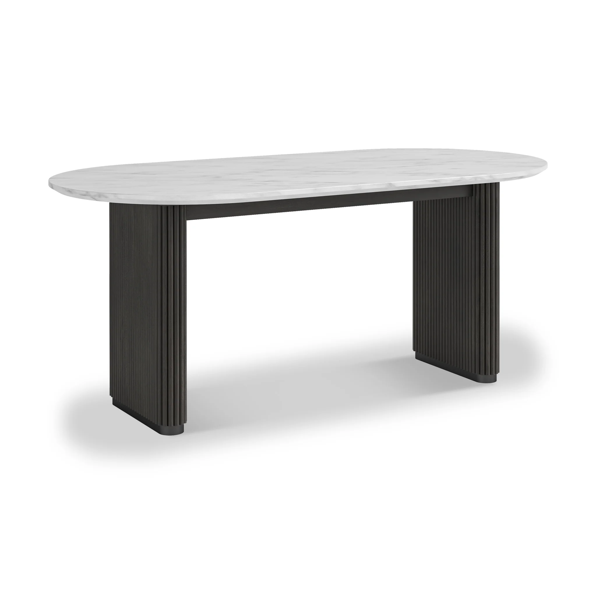 Milo 180cm Mango & Marble Fluted Oval Dining Table - Image 7