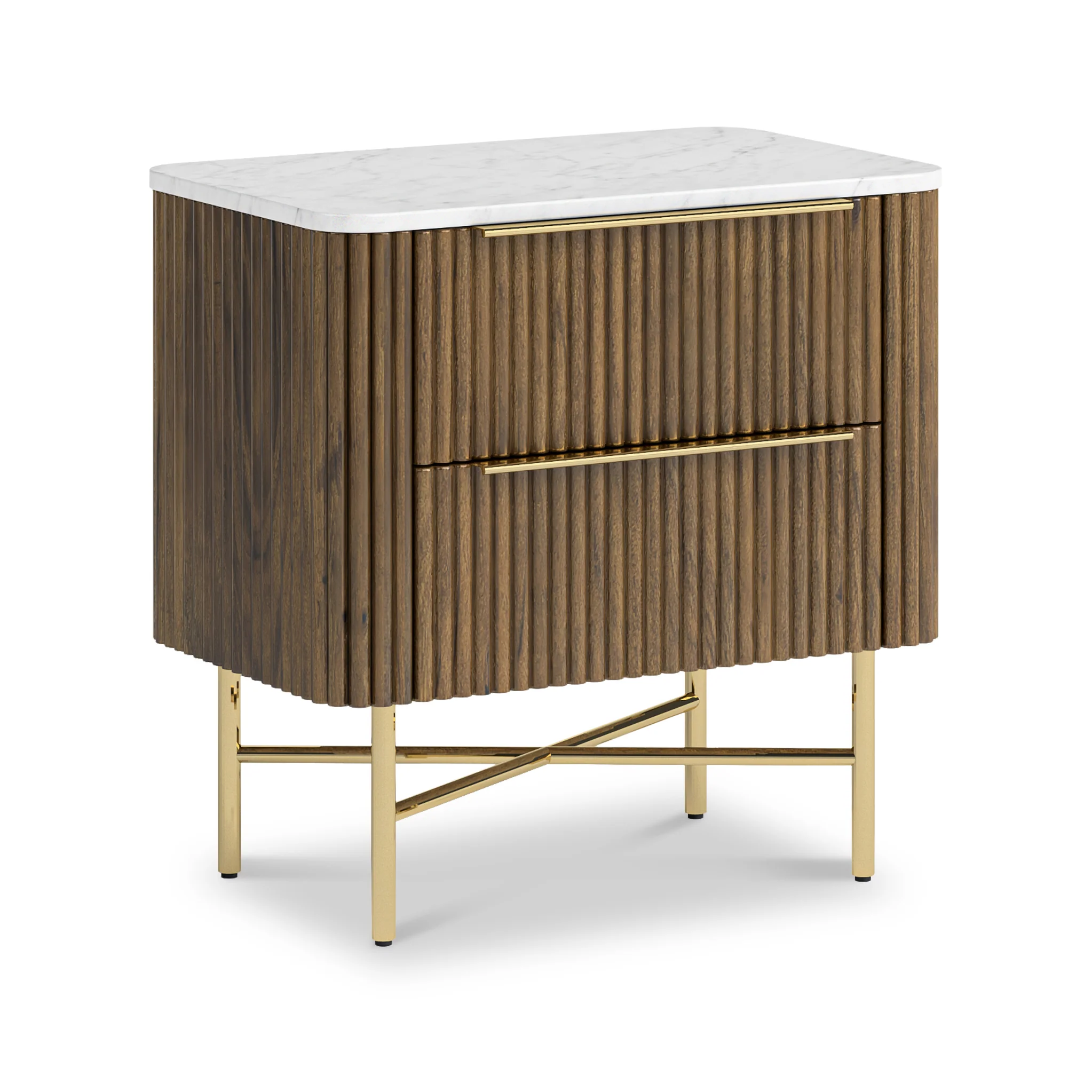 Milo Mango & Marble 2 Drawer Bedside - Image 3